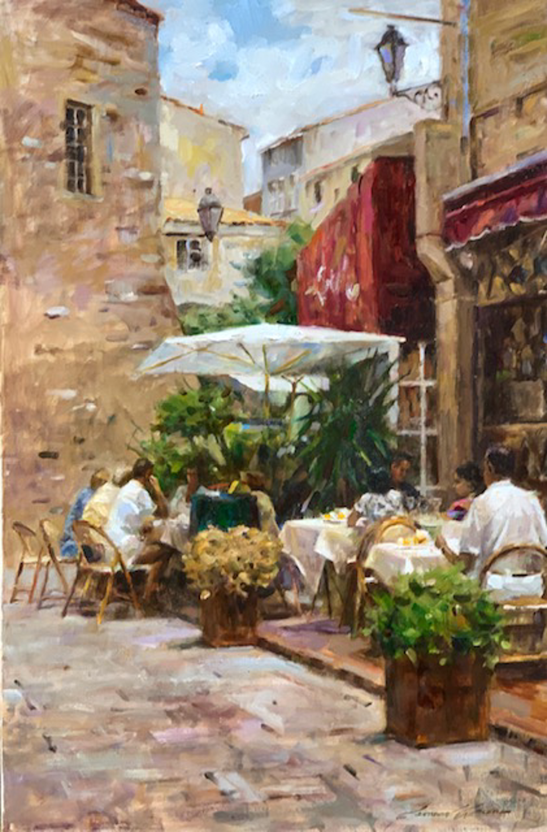 Cafe in Burgundy by Leonard Wren