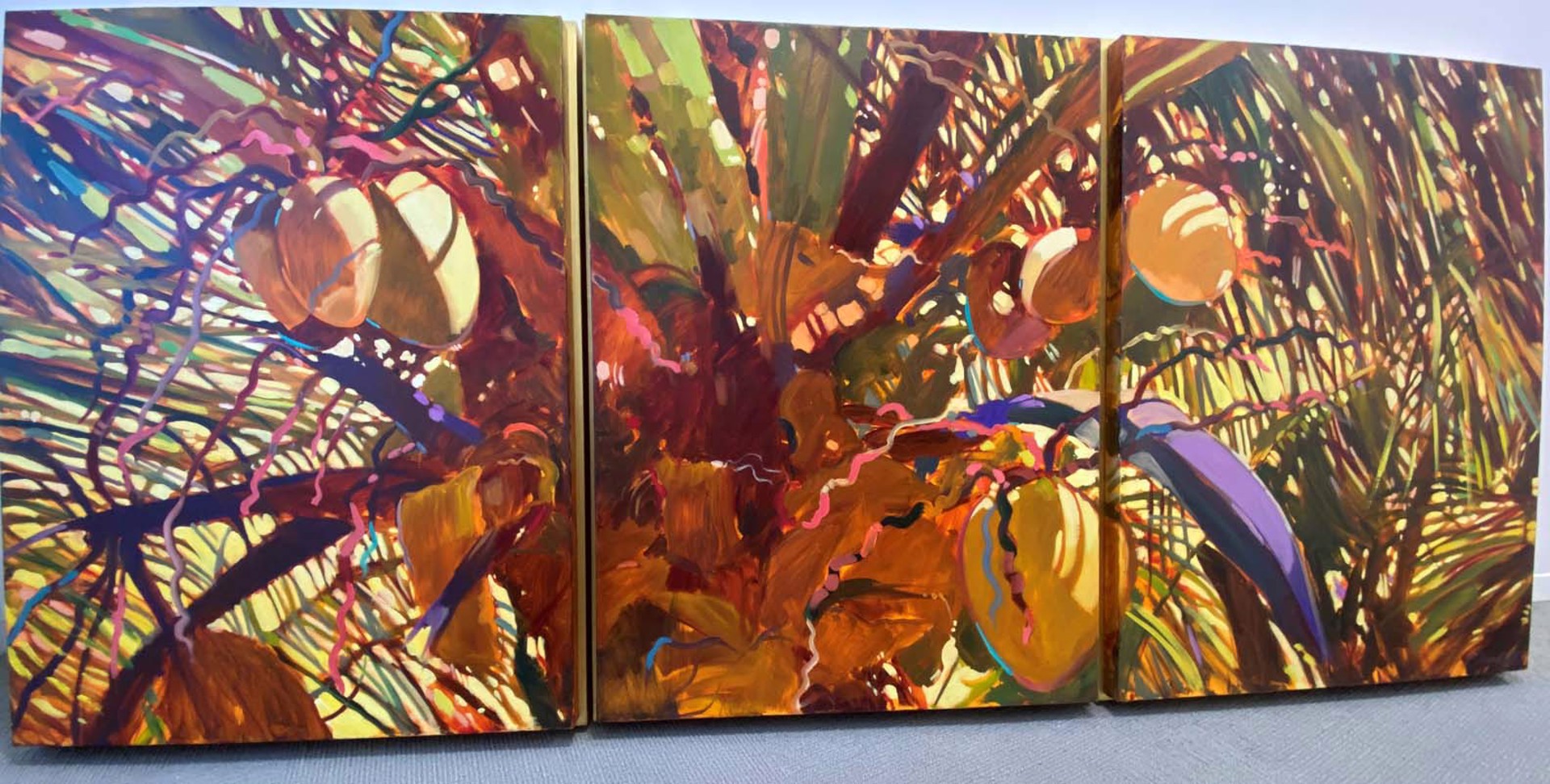Music Of The Palms  - Original (Triptych) by Darrell Hill