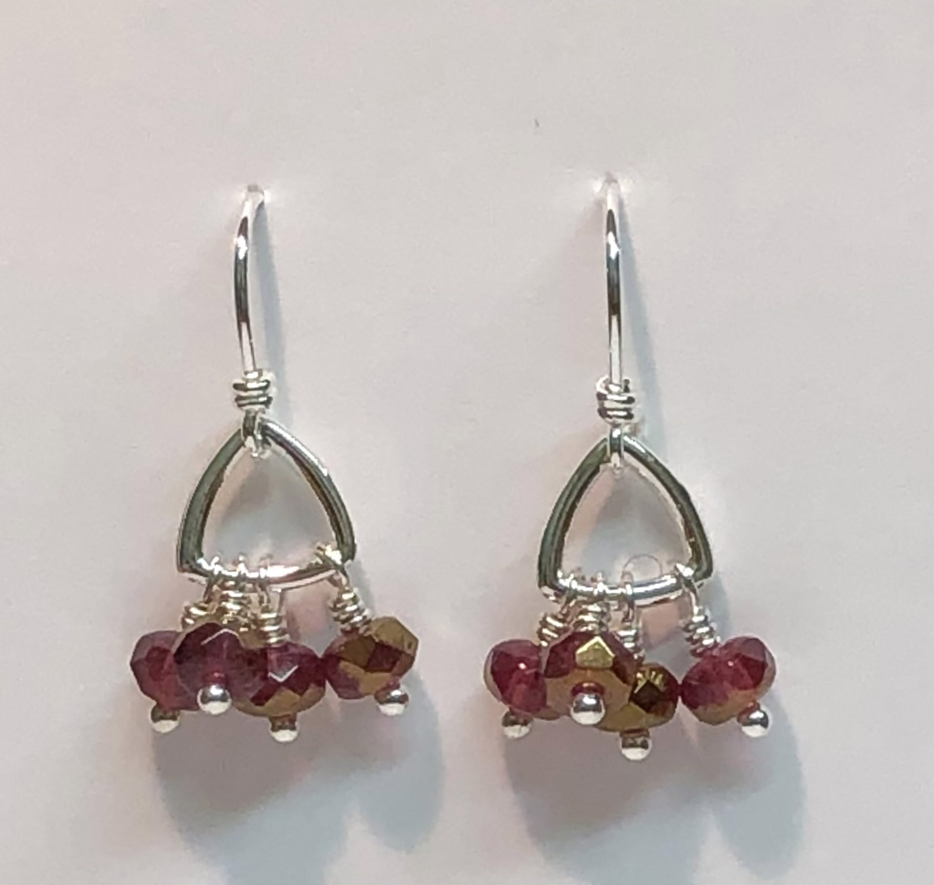 Garnet Czech with Triangle Ring Earring, Sterling Silver by Amelia Whelan