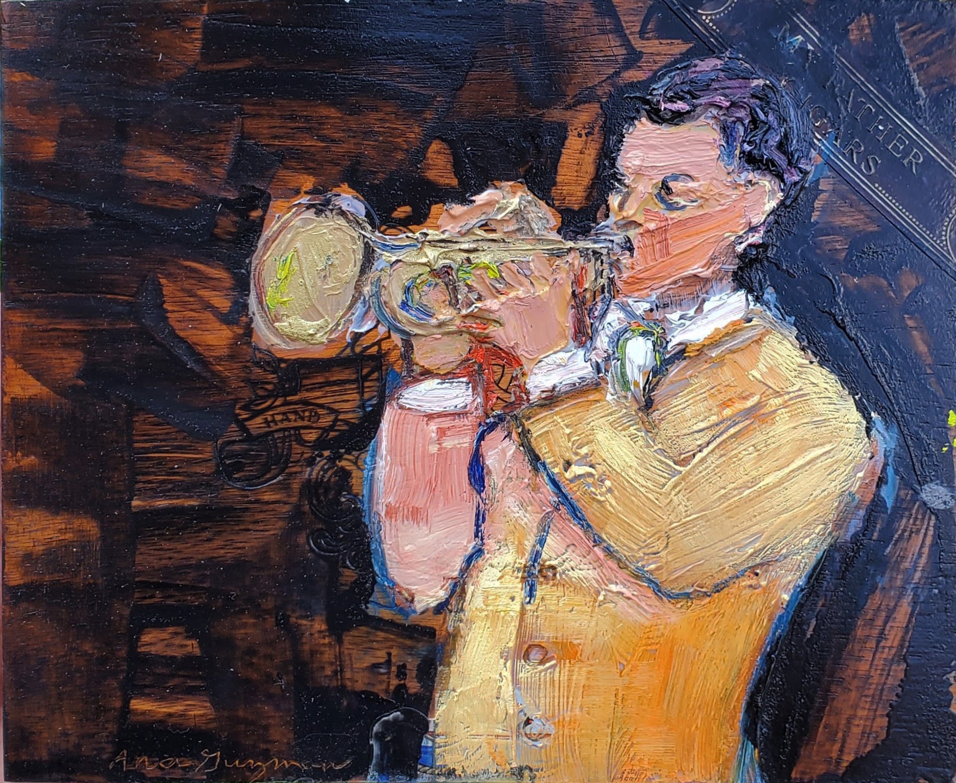 Trumpet Man Cigar Box by Ana Guzman