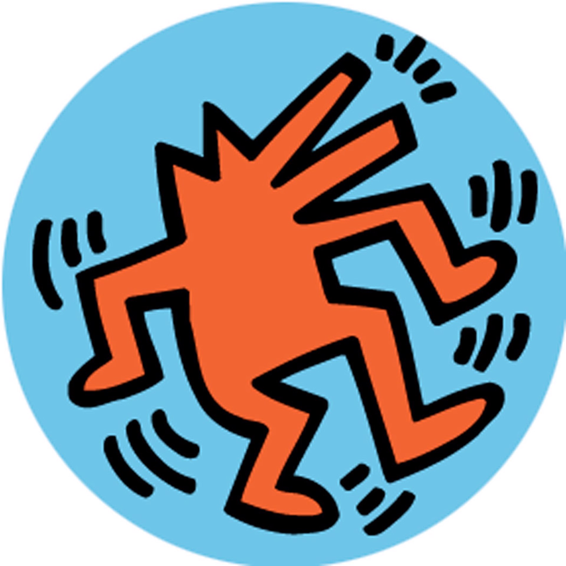 Keith Haring Orange Werewolf on Blue 1 Inch Pin by Keith Haring