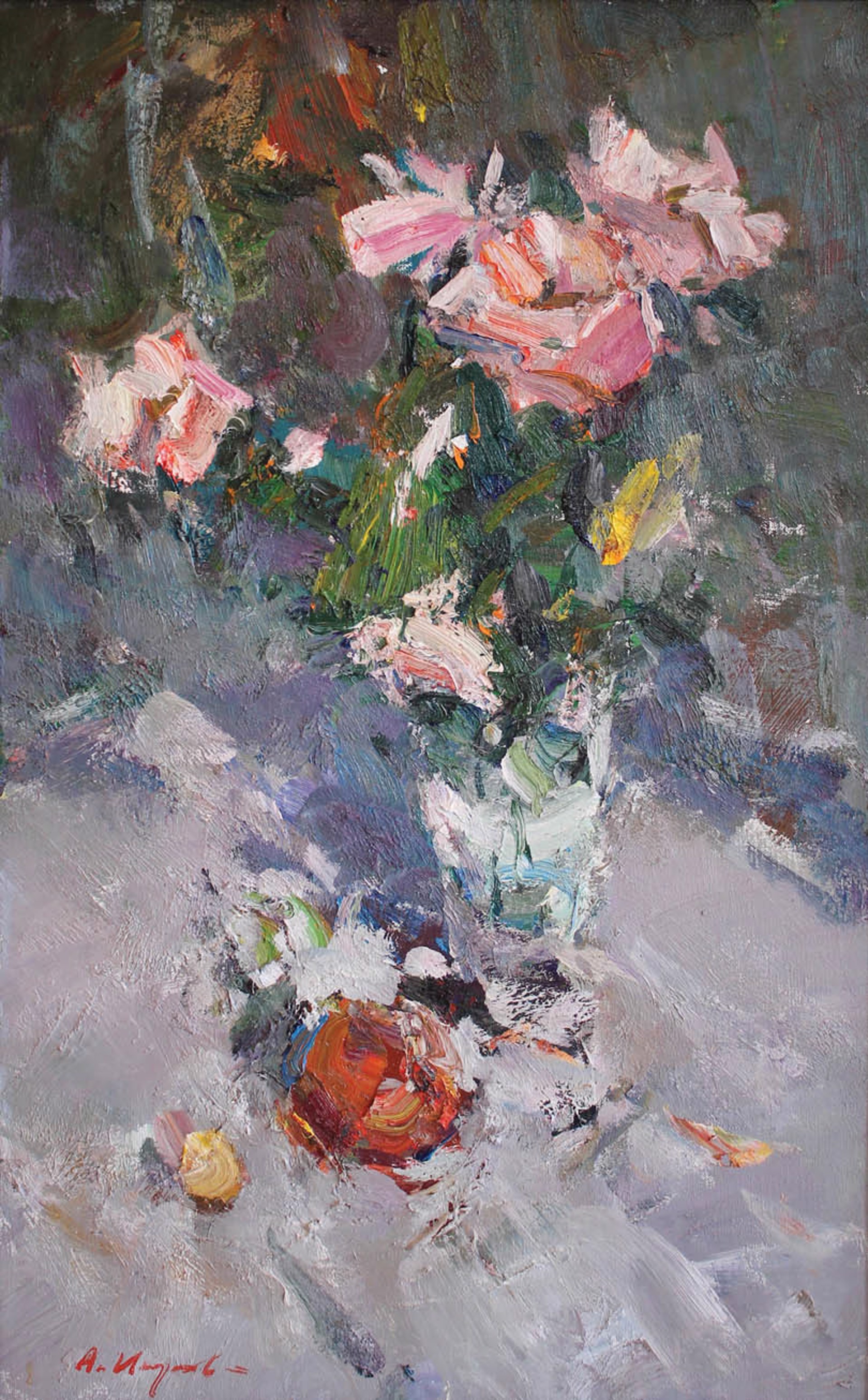 Roses and Peach by Andrey Inozemtsev
