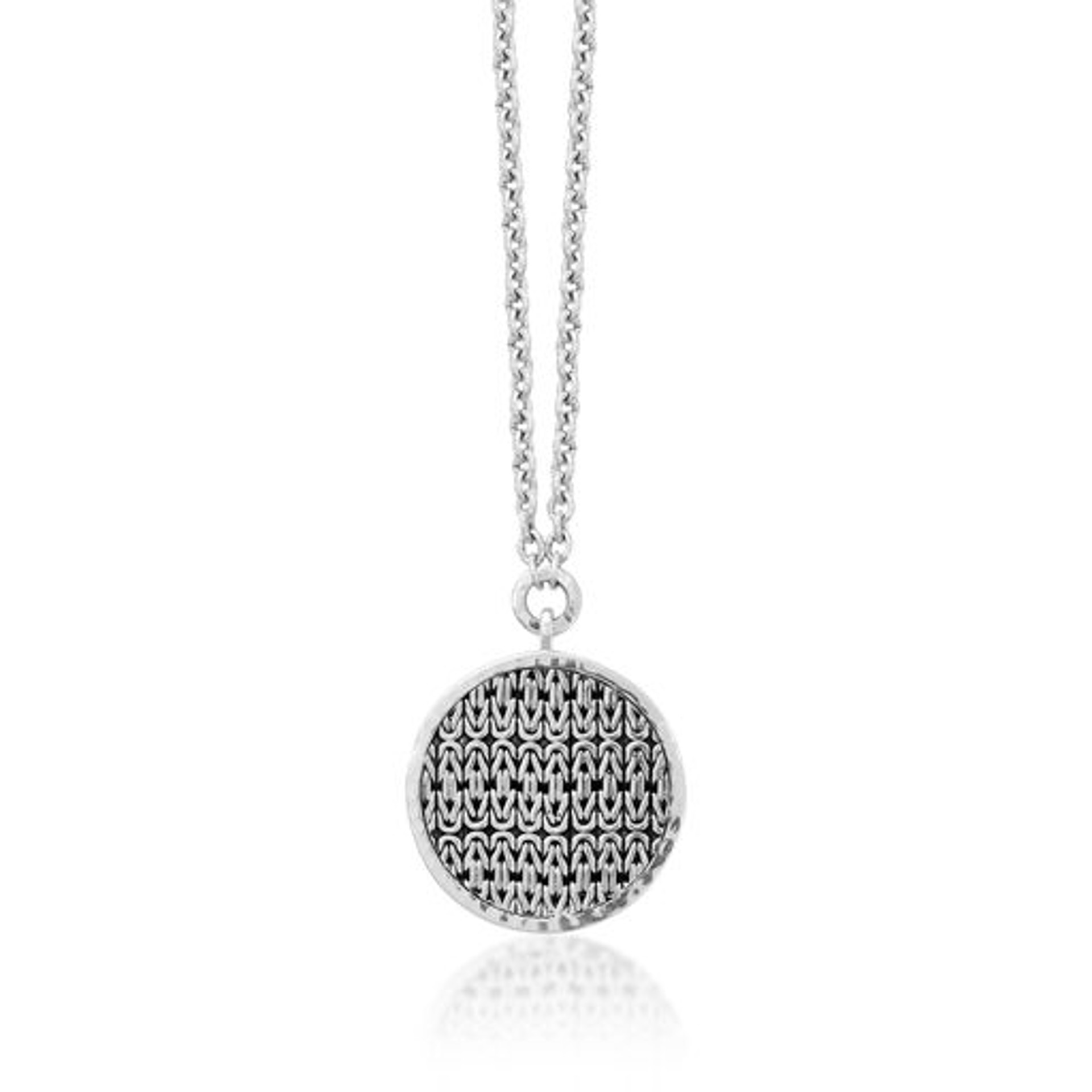 7031 Men's Silver Circle 1-sided Weave Necklace by Lois Hill