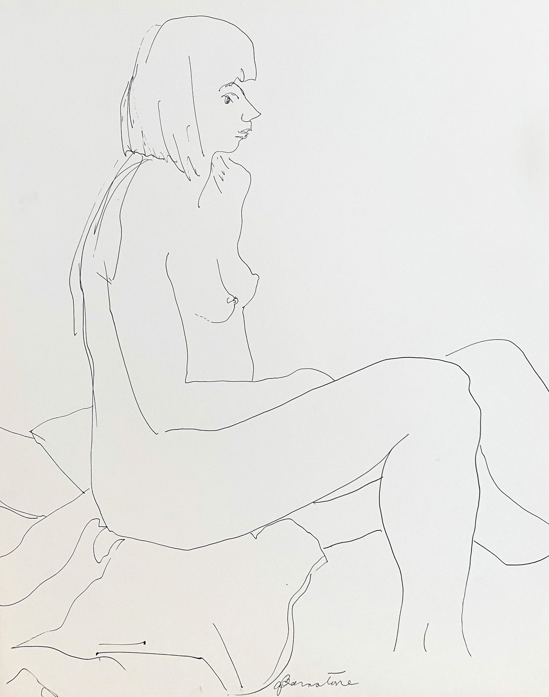 Seated Female Nude, Facing Right by Gertrude Barnstone