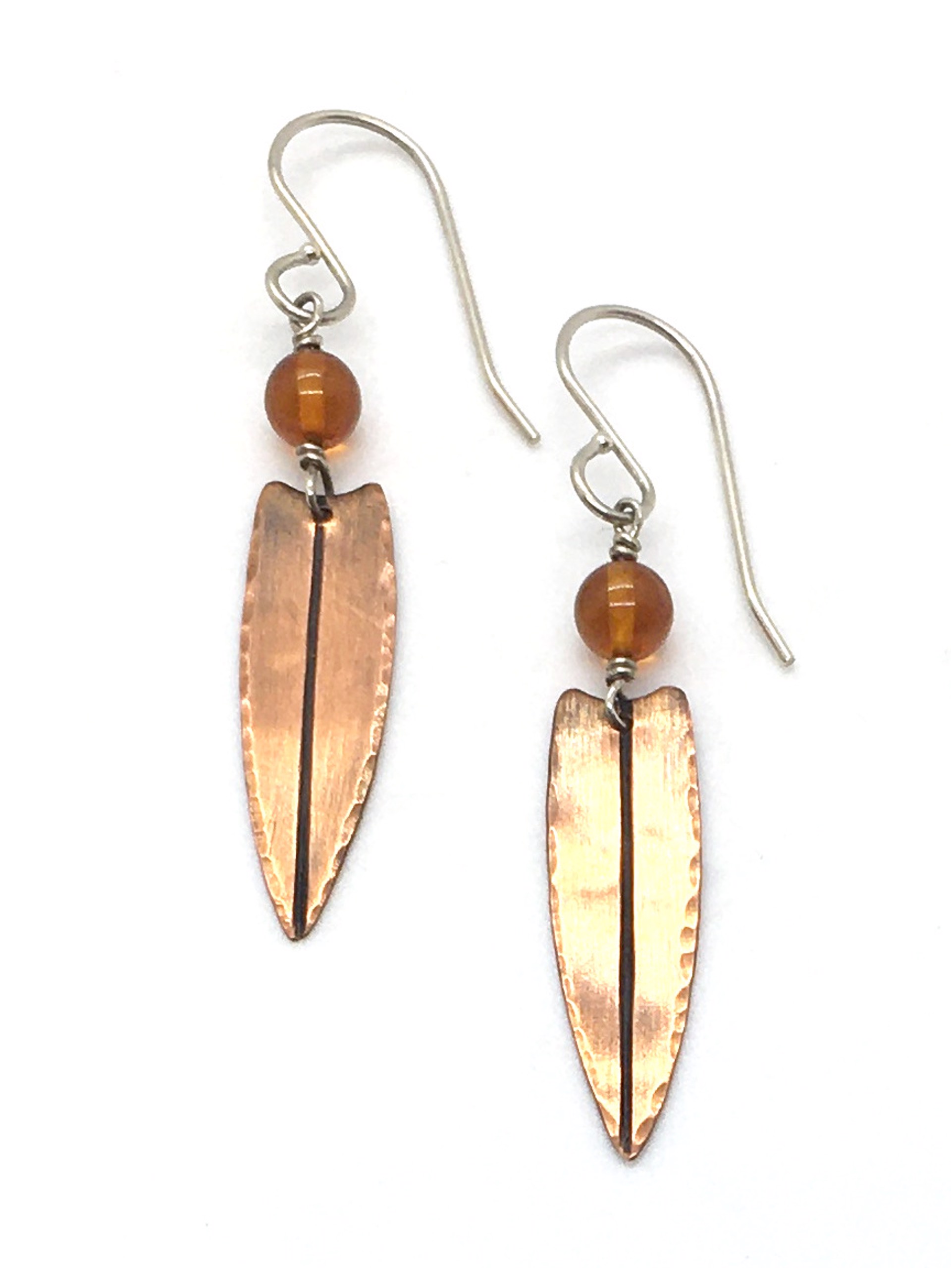 Copper Baltic Amber Earrings by Grace Ashford