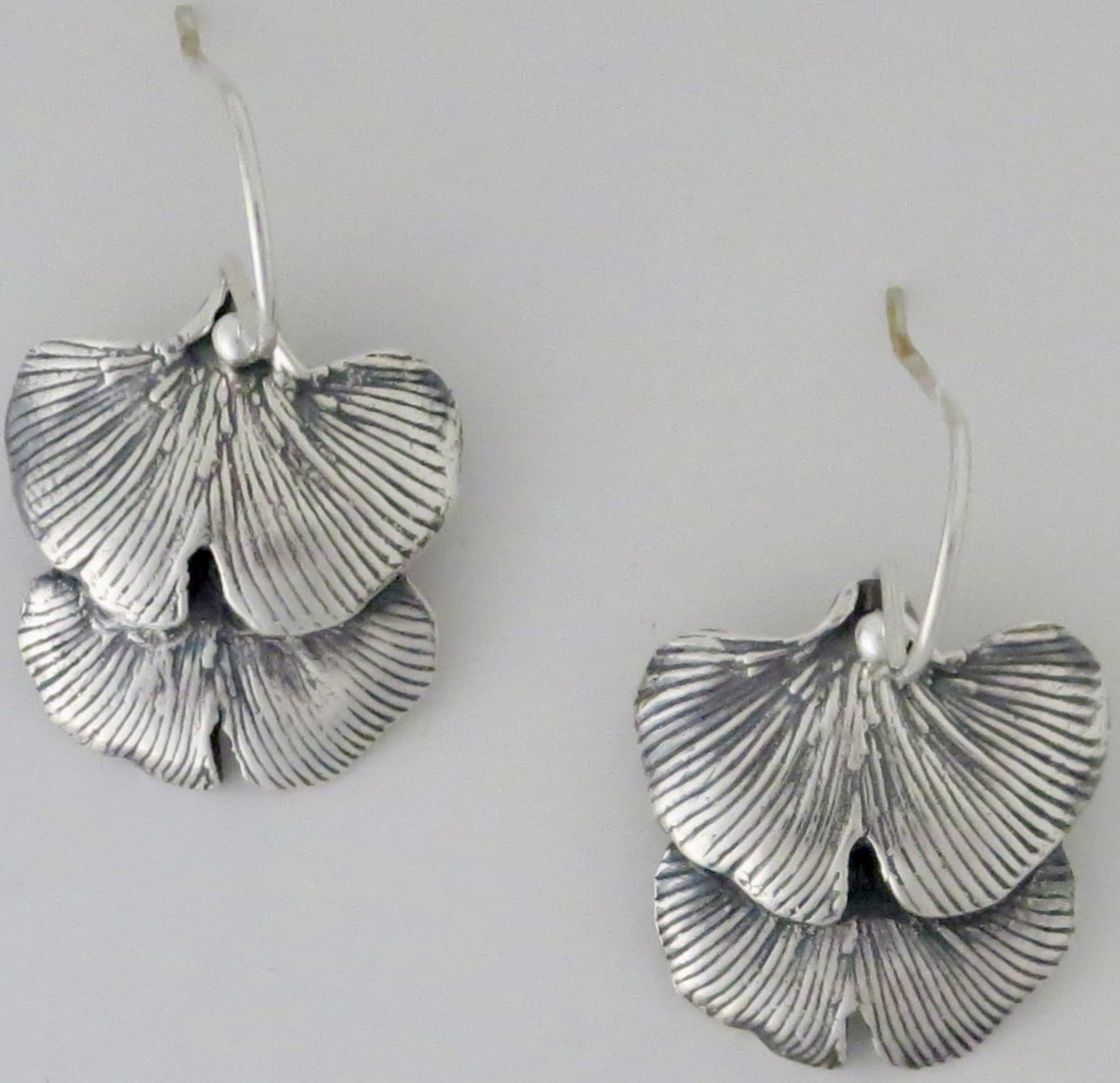 M-874 Ginkgo Leaf Earrings by Donna Rittorno