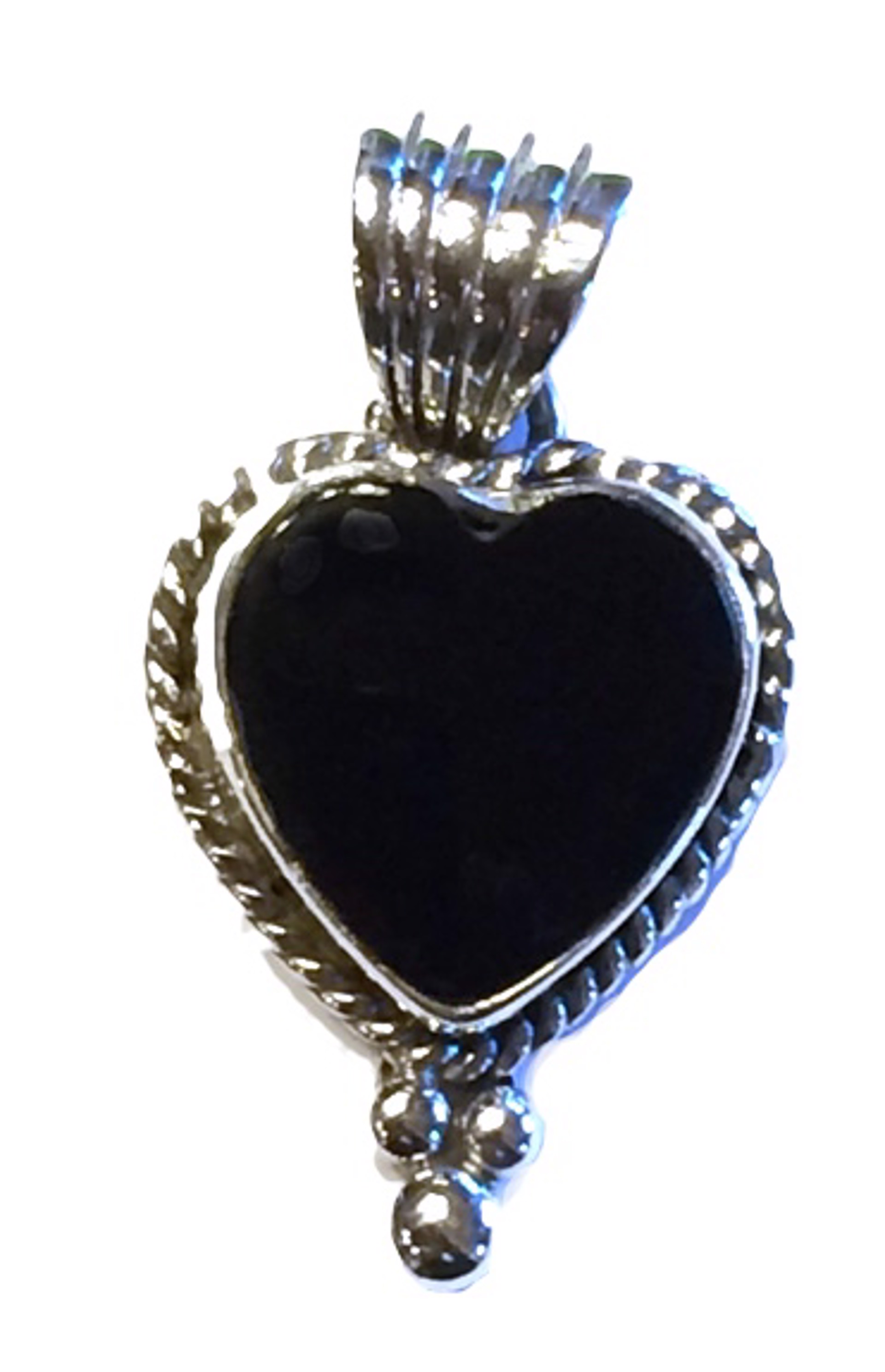 Pendant - Small Onyx Heart w/Sterling Silver by Dan Dodson
