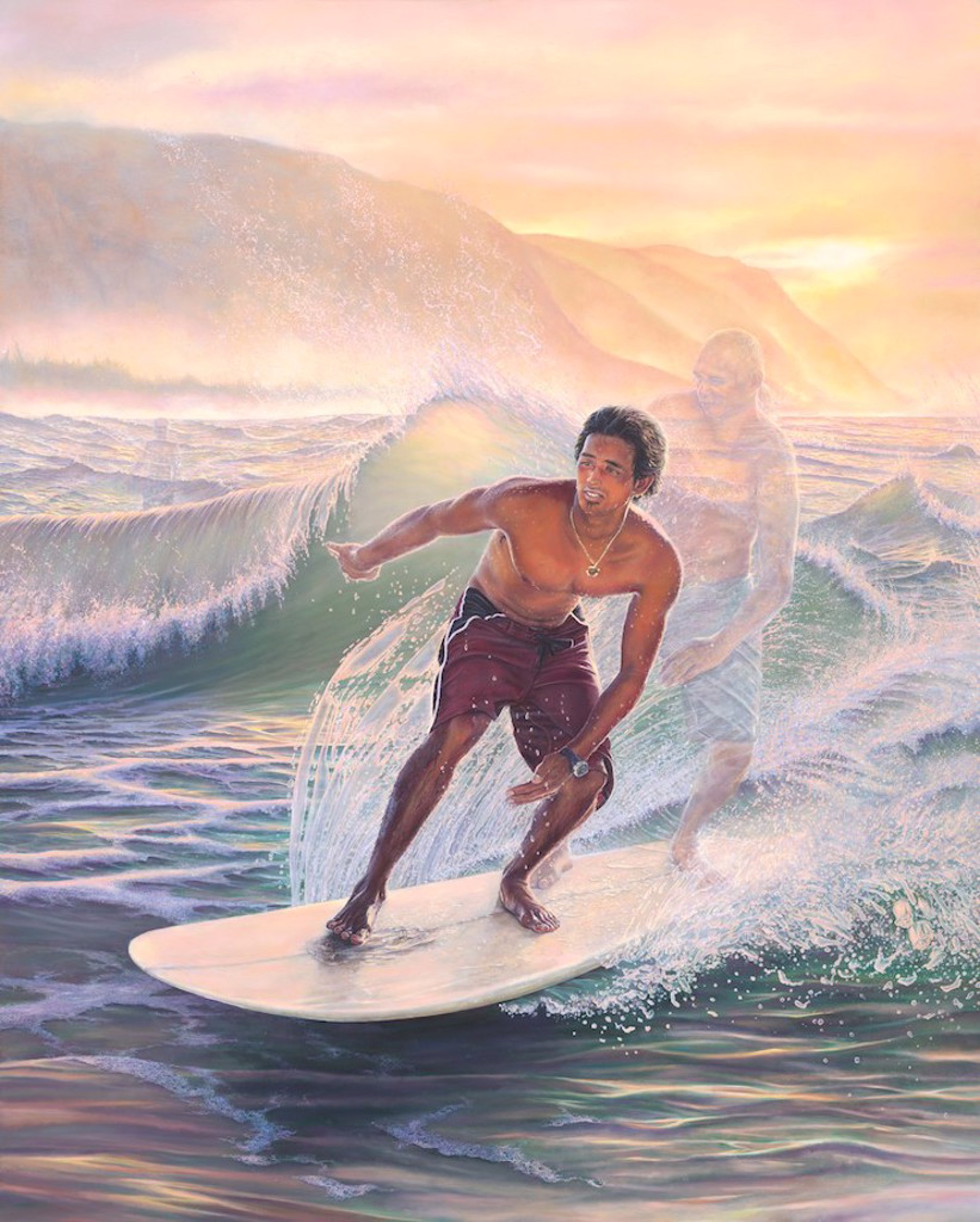 Surfer - Ka Nalu Pau Ole (FRAMED) by Leohone Magno