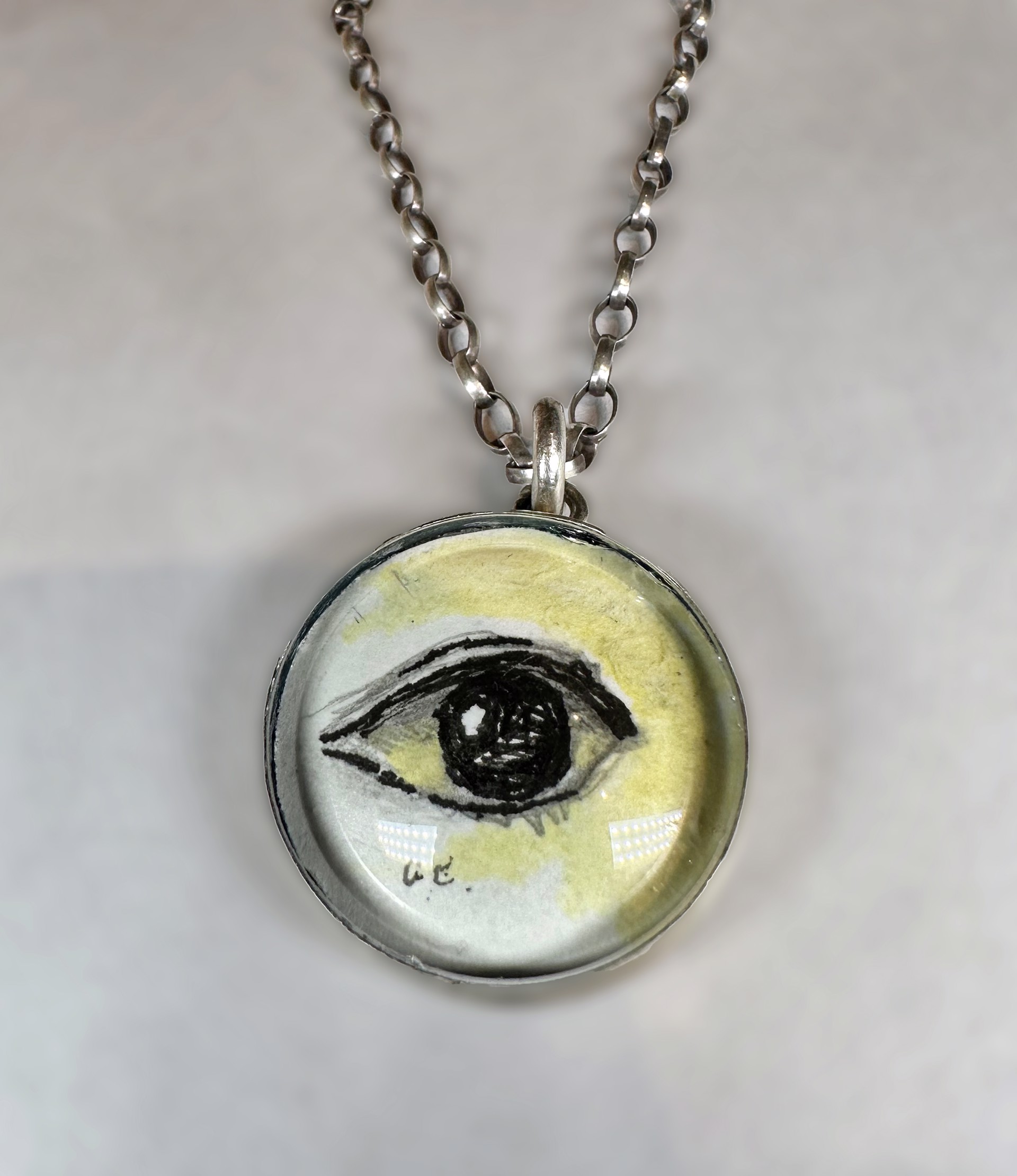 Sterling Silver Pendant with Eye Painting by Tabor Porter