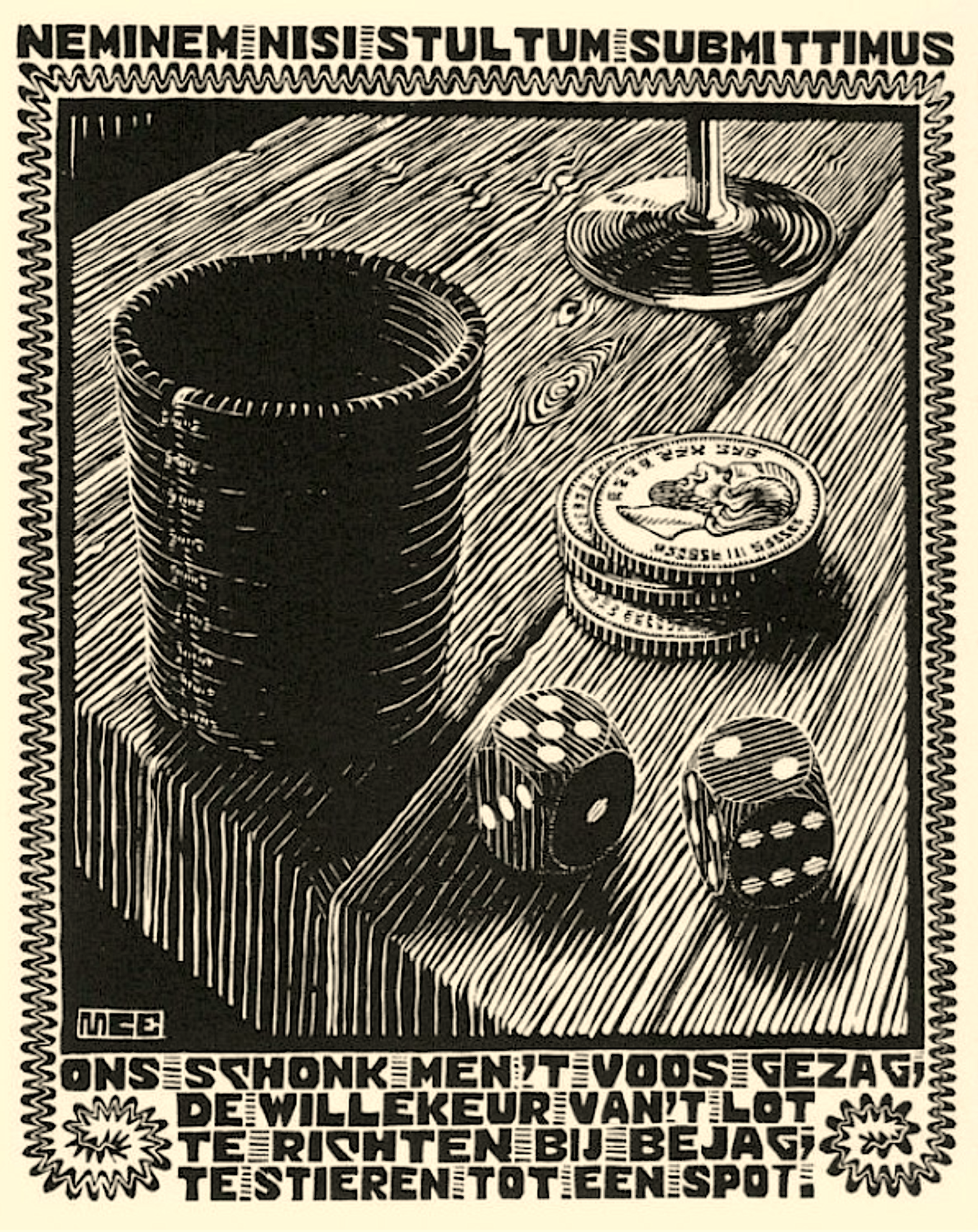 Emblemata - Dice by M.C. Escher