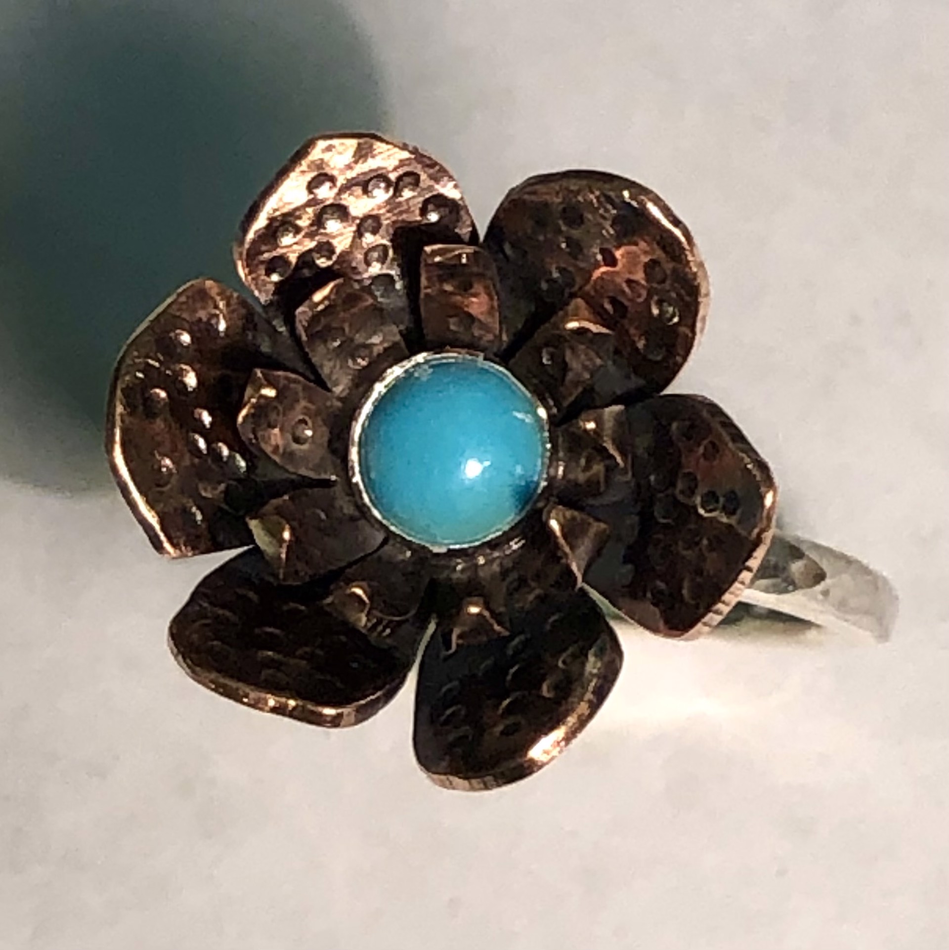 Copper with Turquoise Ring - Size 8 by Amelia Whelan