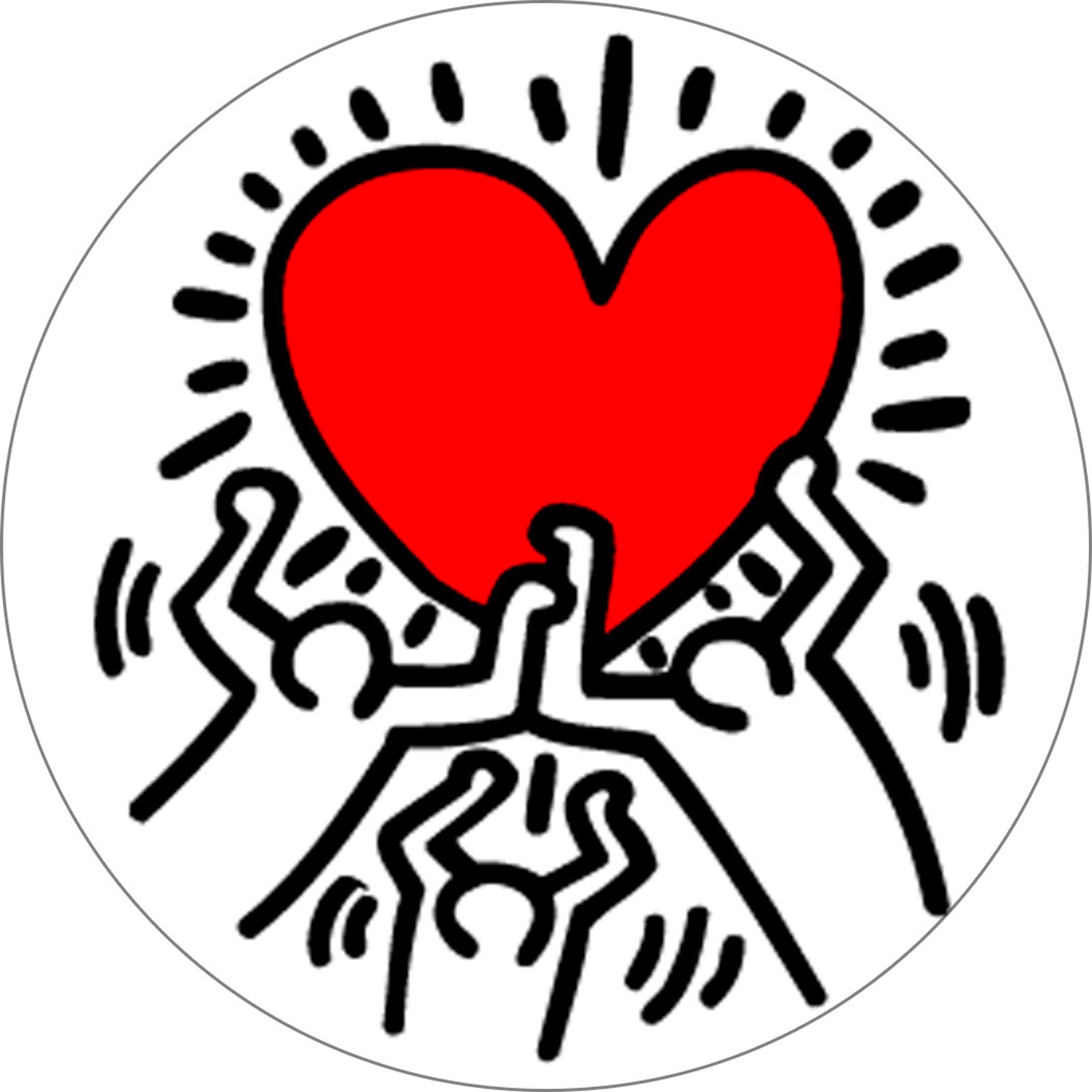 Keith Haring Red Heart on White 1 Inch Pin by Keith Haring