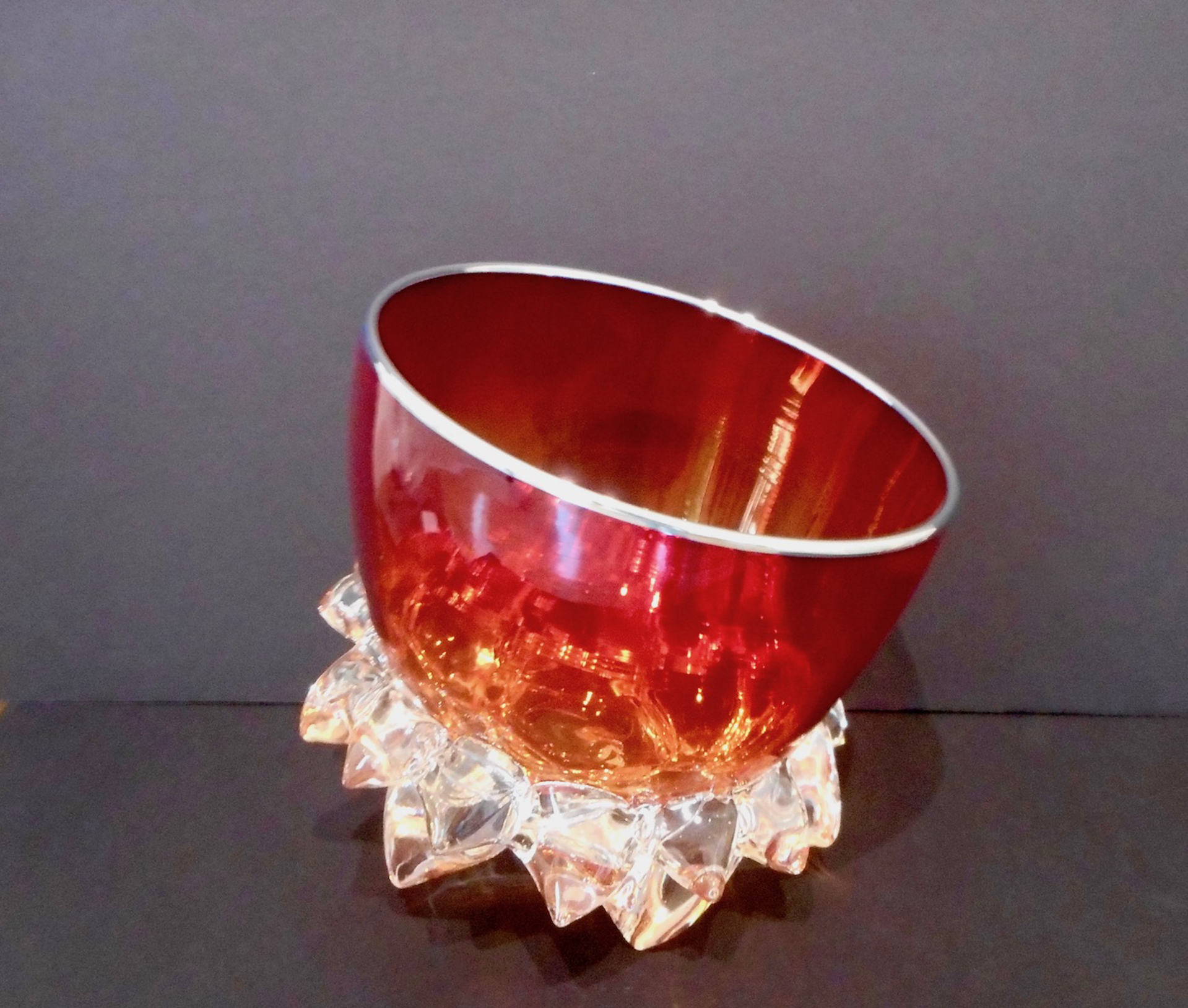 Small Thorn Vessel XVIII (Cherry Red/Silver) by Andrew Madvin