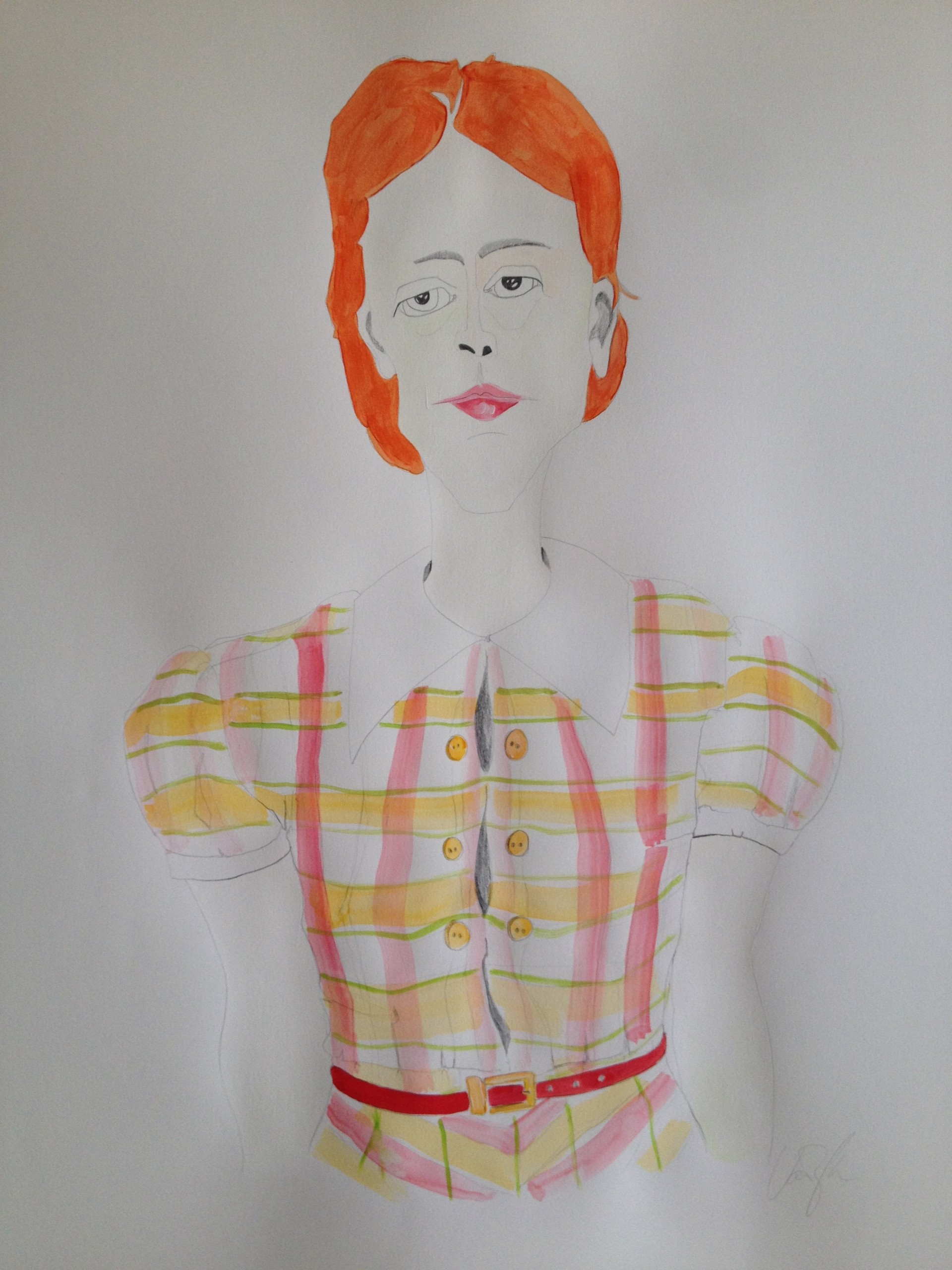 Self-Portrait Plaid Dress with Red Belt by Rachael Van Dyke