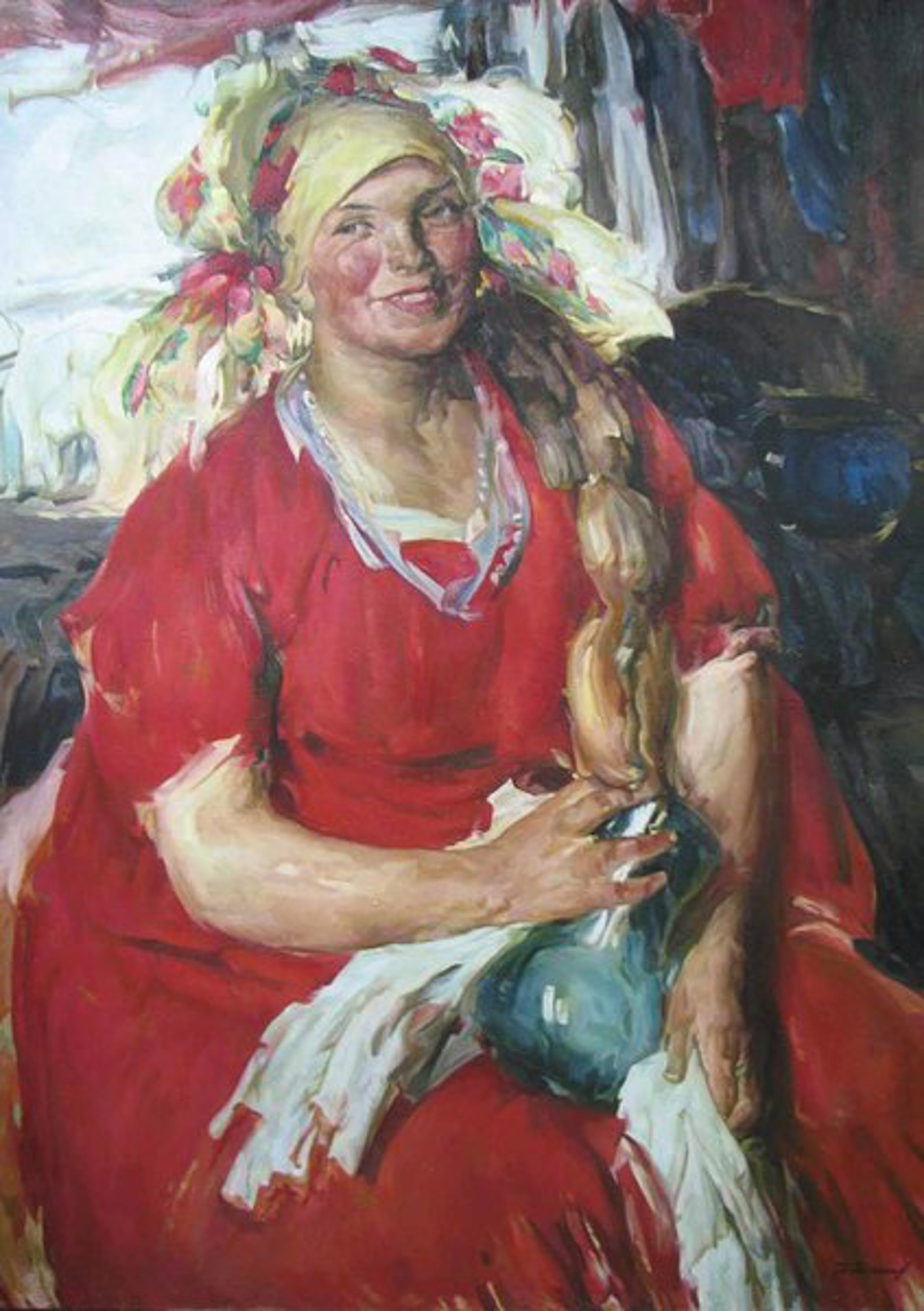 Woman in Red Dress by Nikolai Golushev