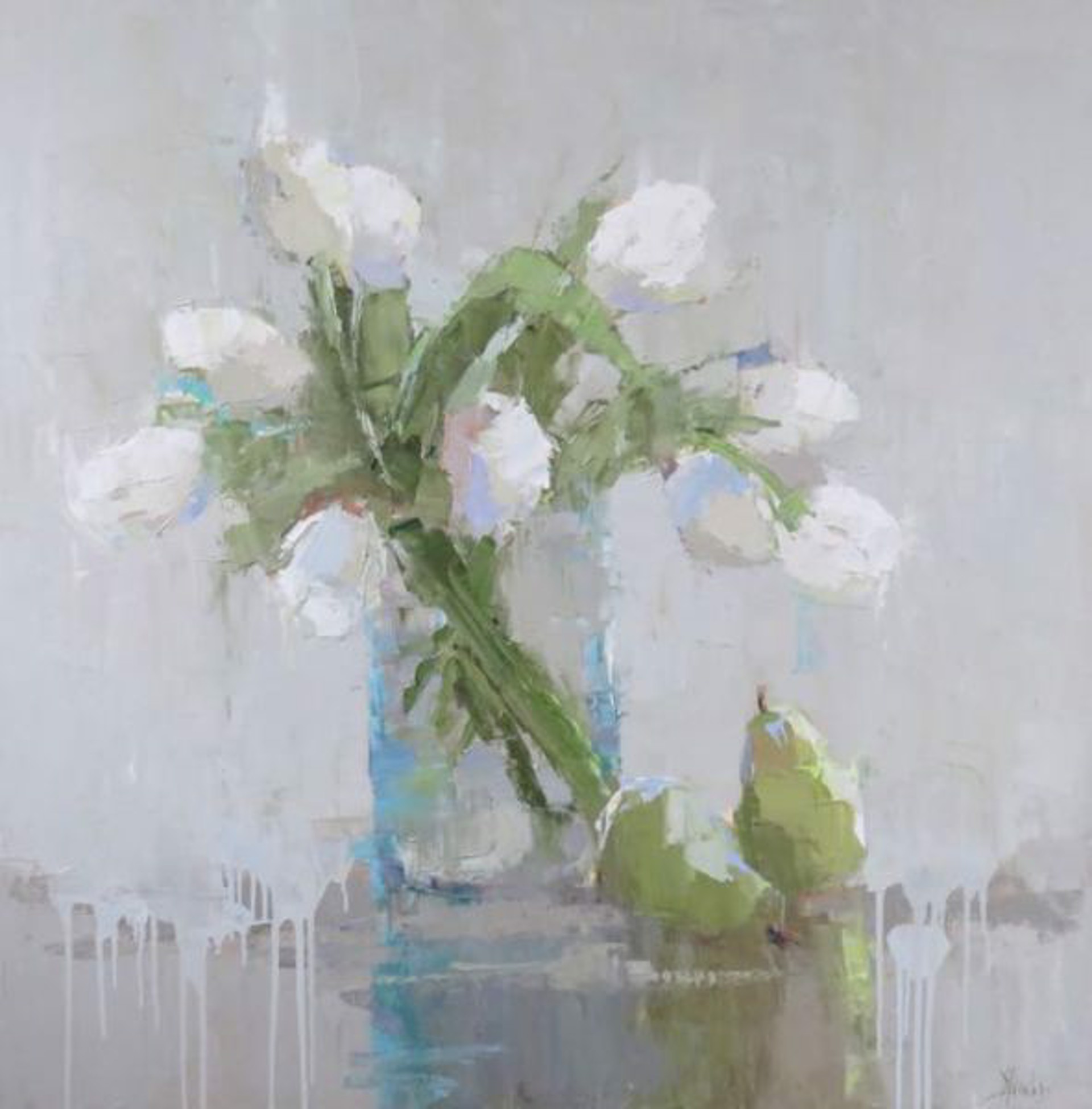 White Tulips and Pears by Barbara Flowers