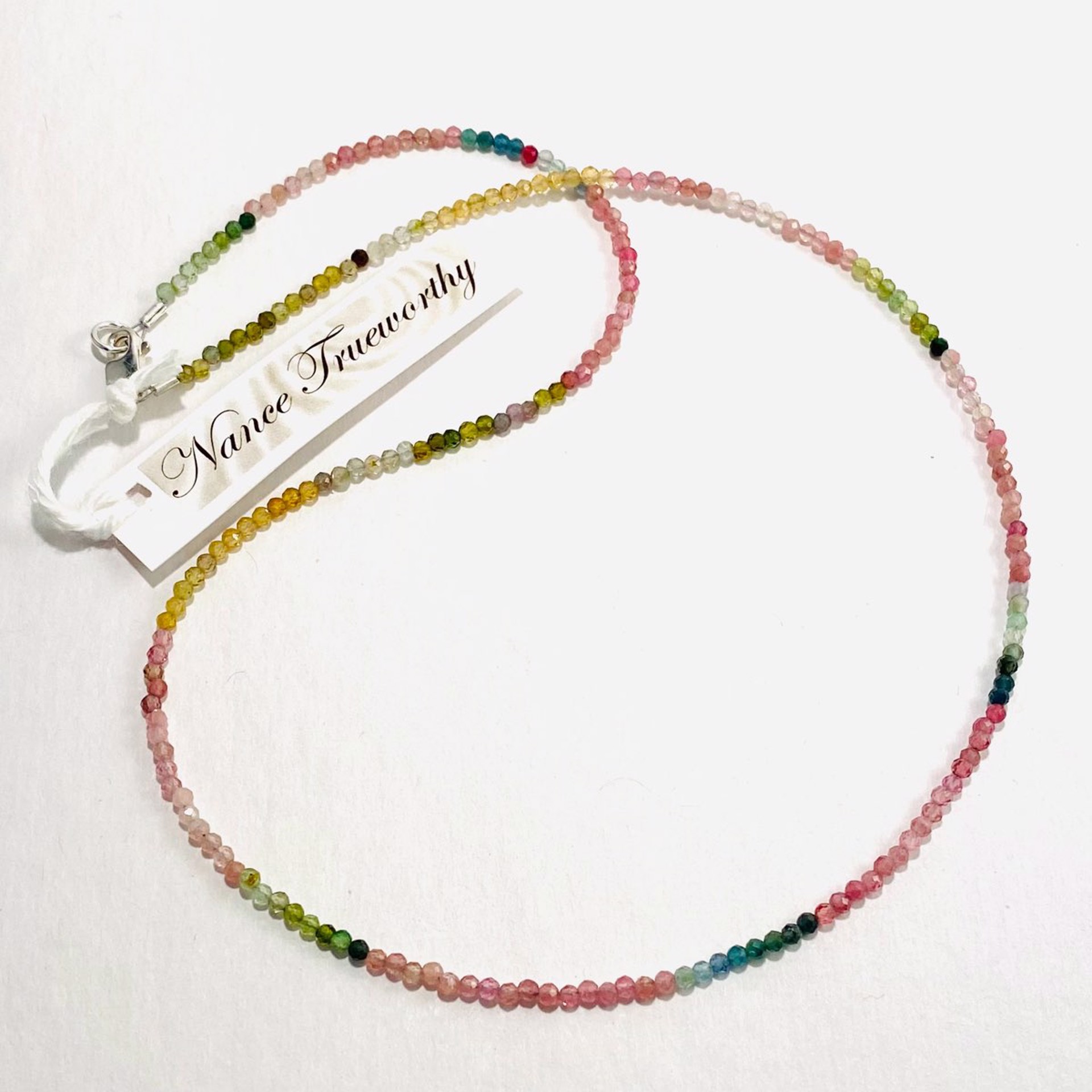 NT22-249 Faceted Multi Color Tourmaline Strand Necklace by Nance Trueworthy
