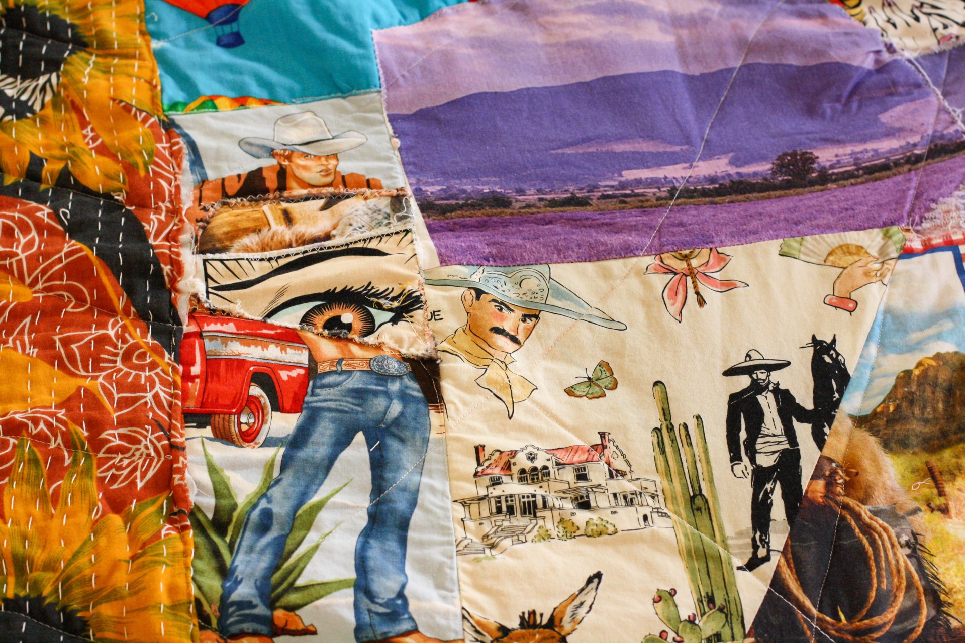 Mary Comforts the Grieving and Dying with a Mini Quilt by Lauren Gregory