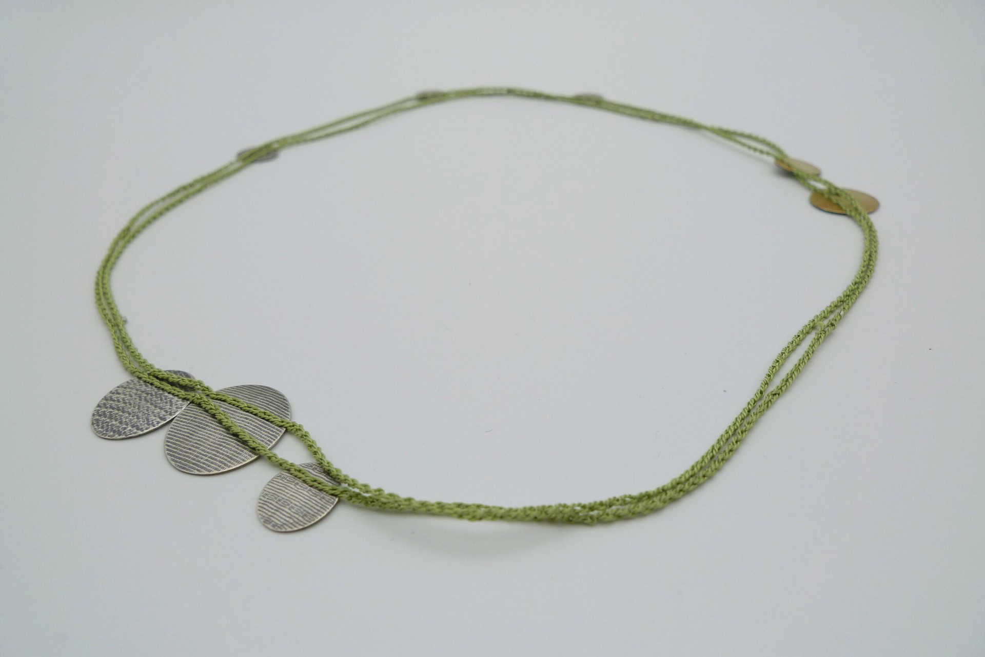 Long Silk and Sterling Necklace by Erica Schlueter