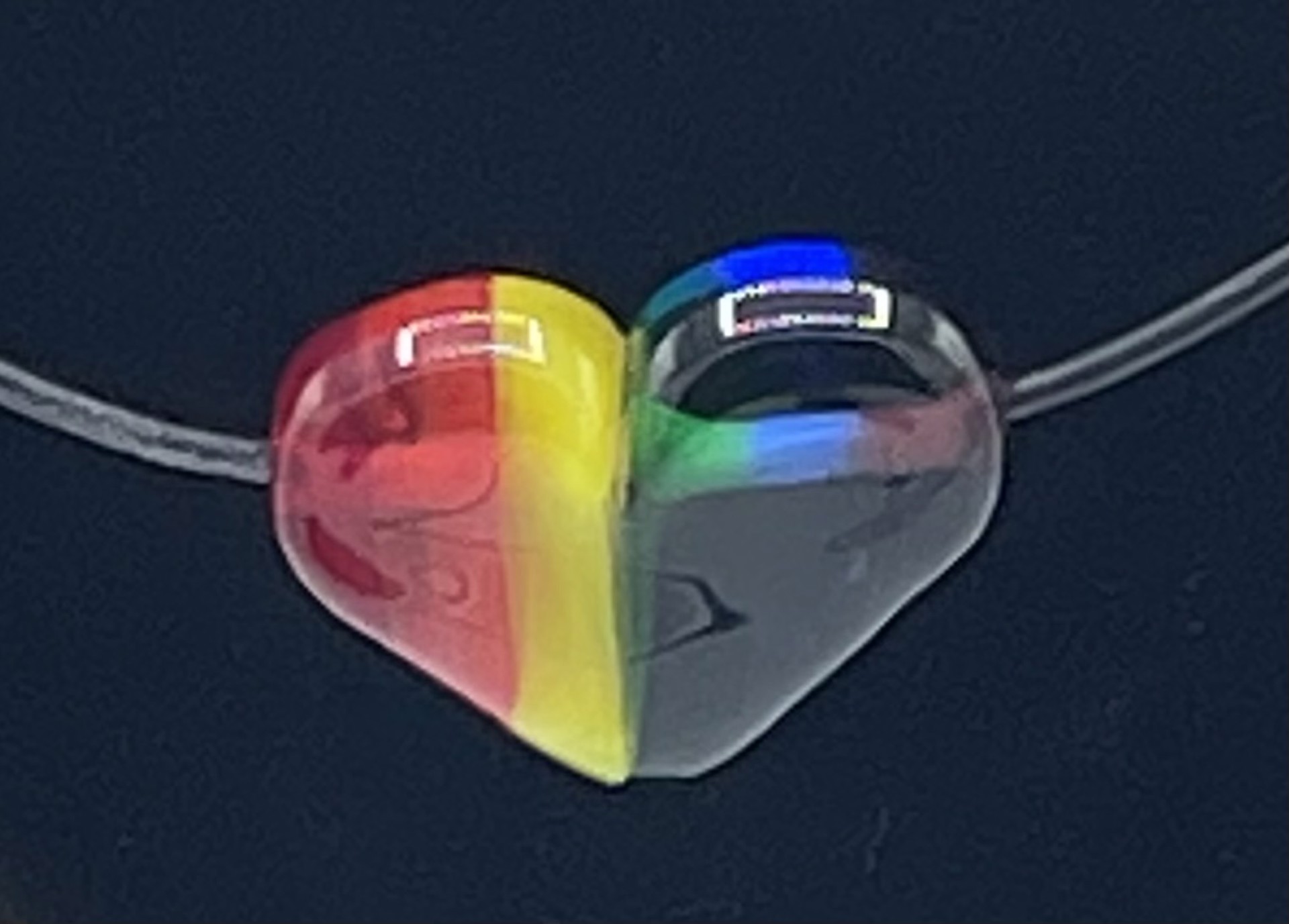 Rainbow Transparent Heart Bead Necklace by Emelie Hebert
