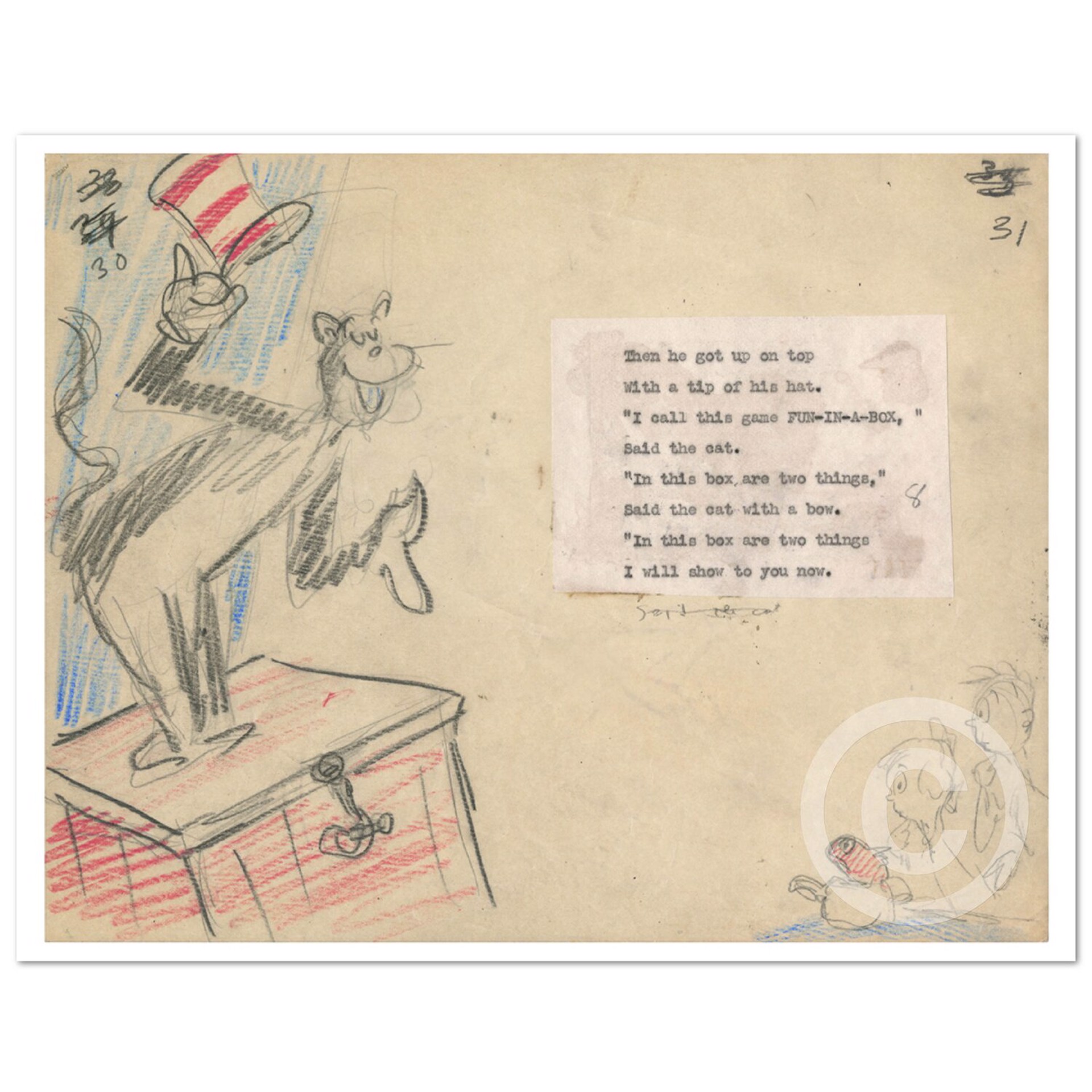 Out Of The Box Came Thing Two And Thing One (Triptych) by Dr. Seuss