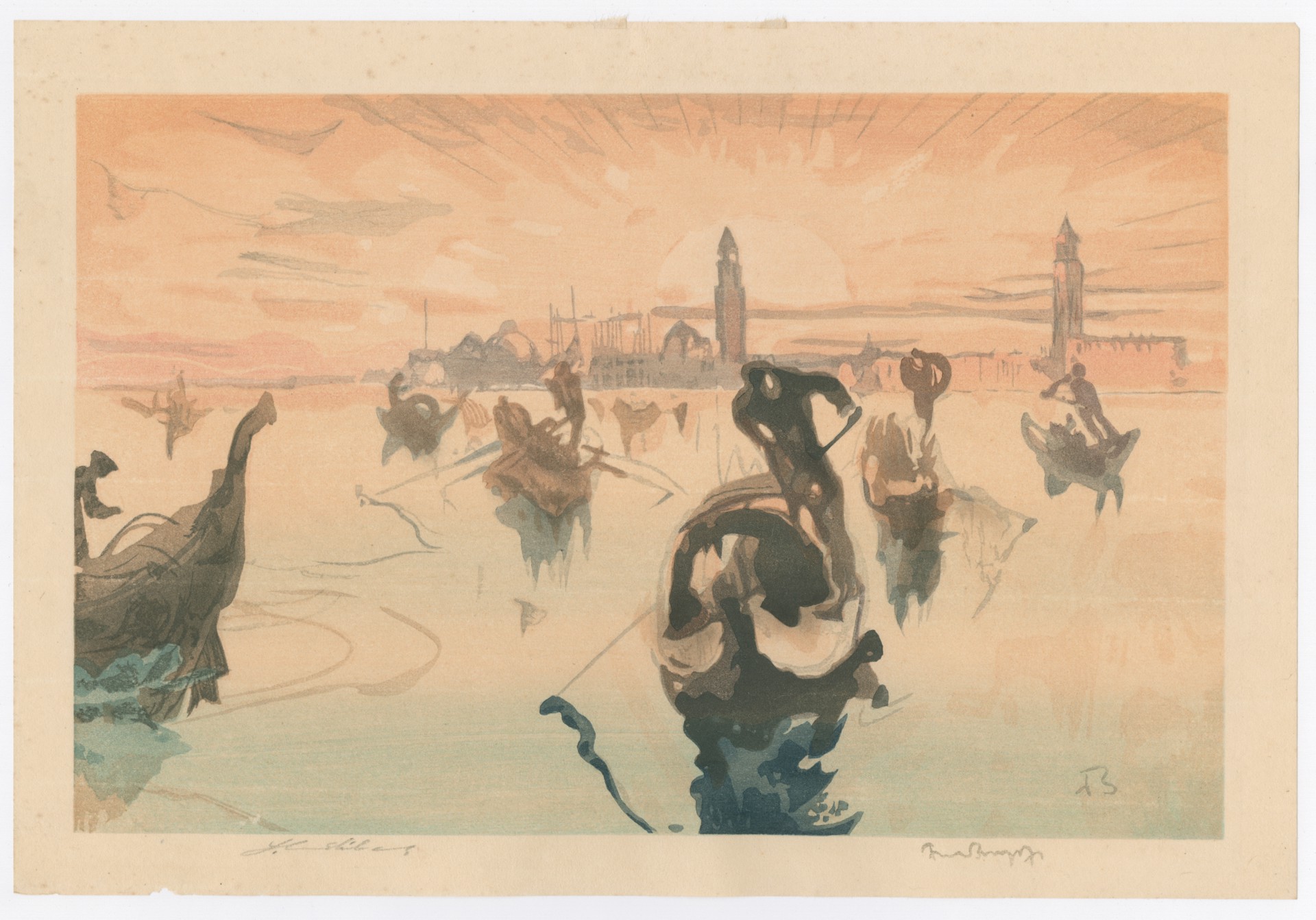 Drawings by Brangwyn, Carved and printed Urushibara Mokuchu by Brangwyn & Urushibara