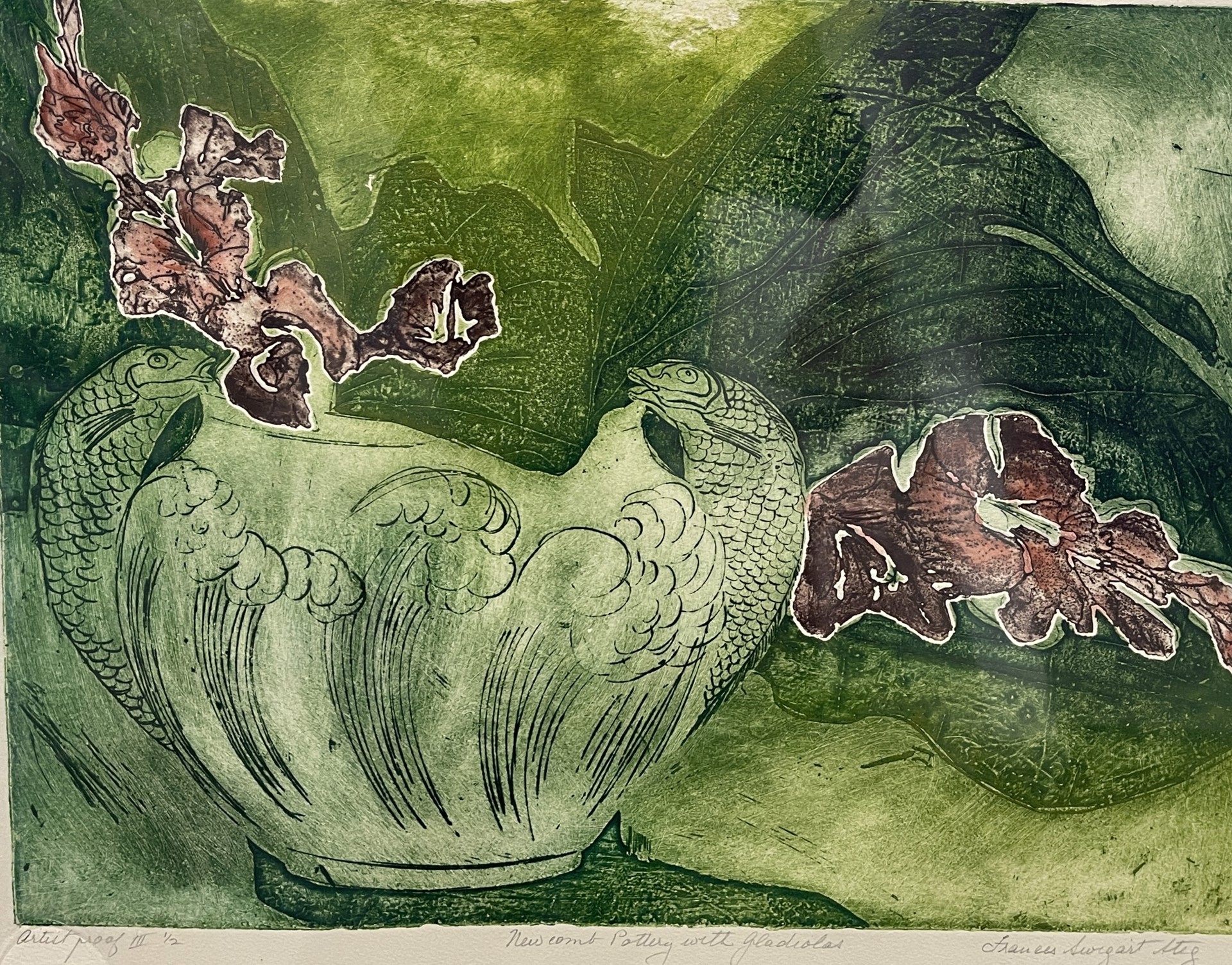 Newcomb Pottery with Gladiolas (A.P III 1/2) by Frances Swigart