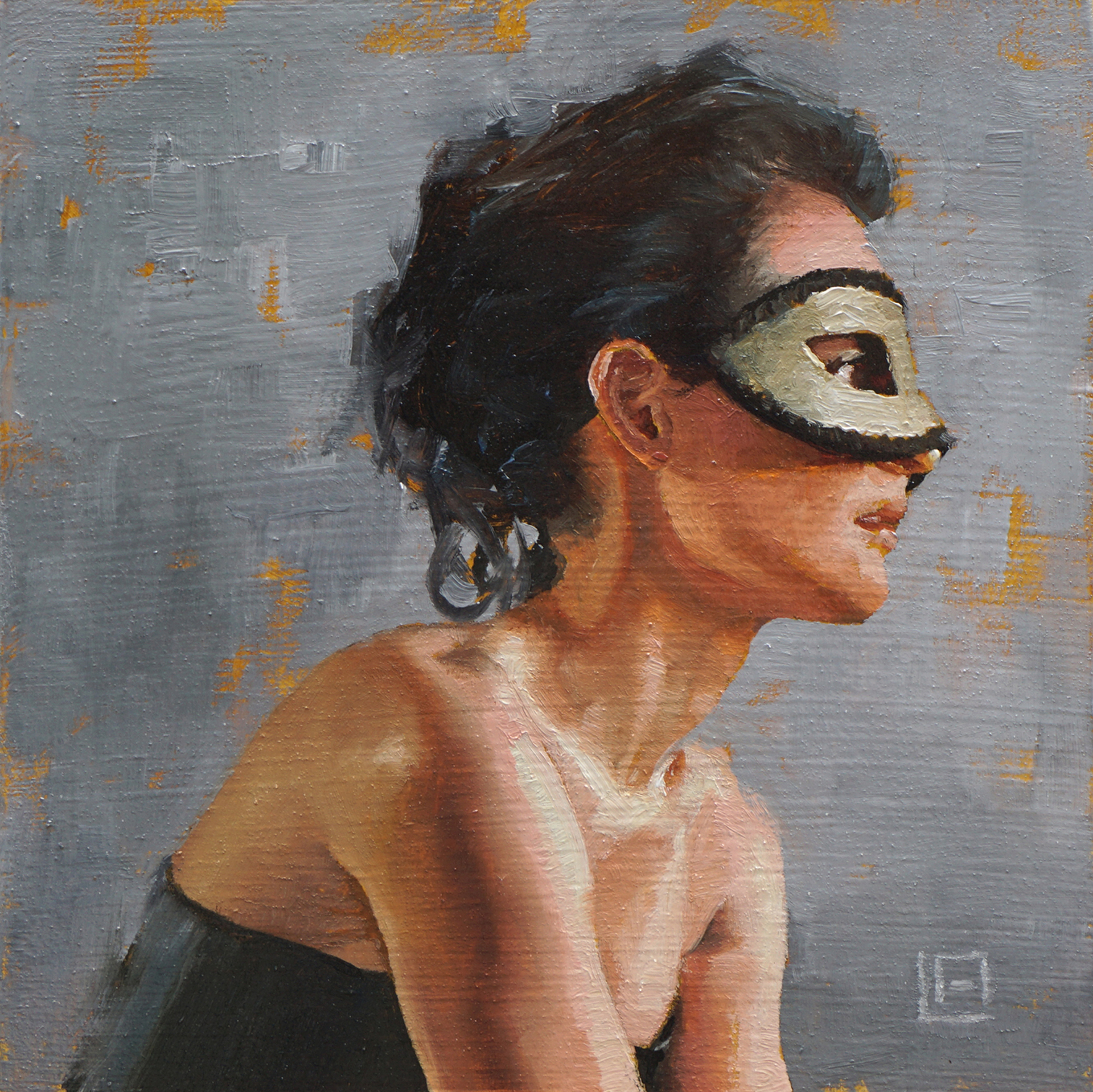 Lady with Mask by Linda Adair