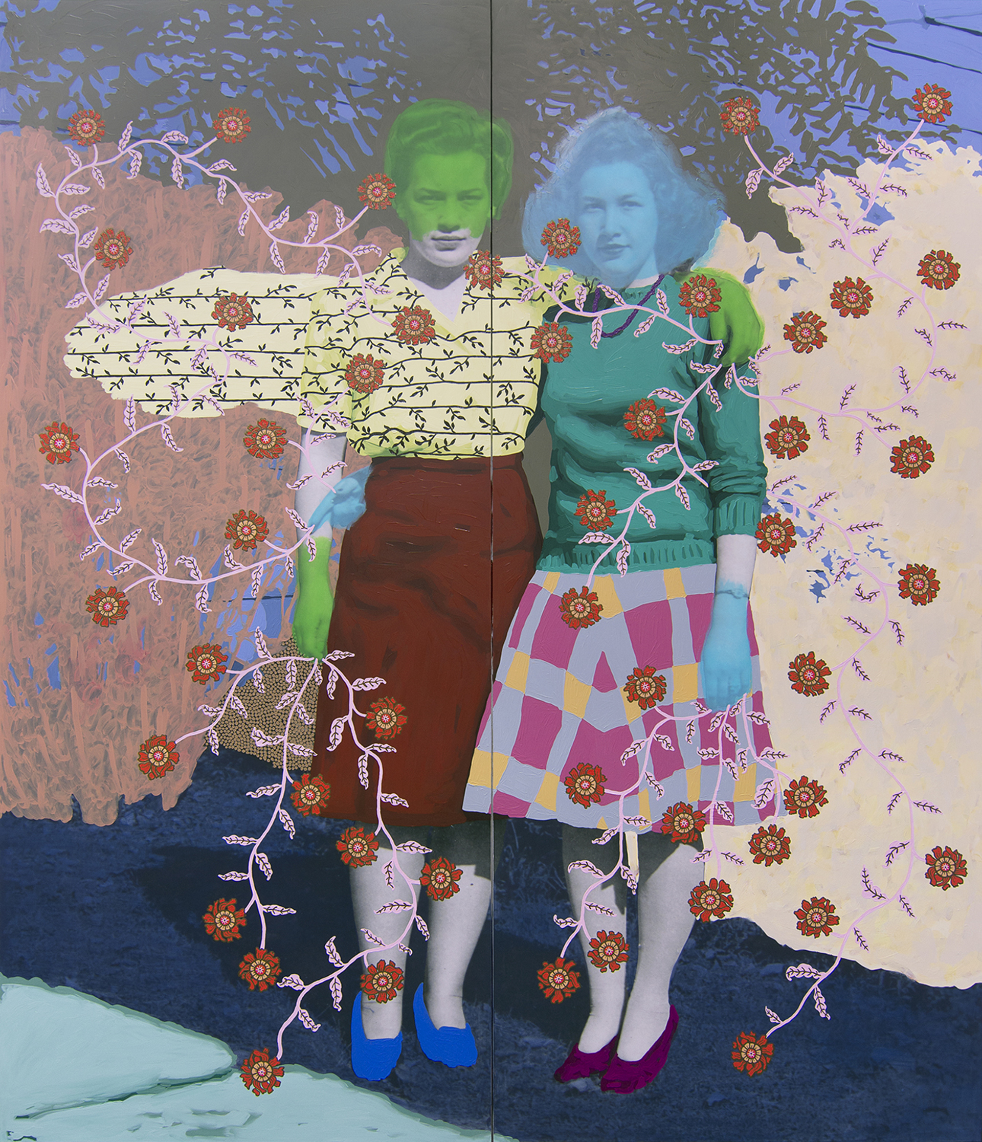 Untitled (Sisters Between Hedges) by Daisy Patton