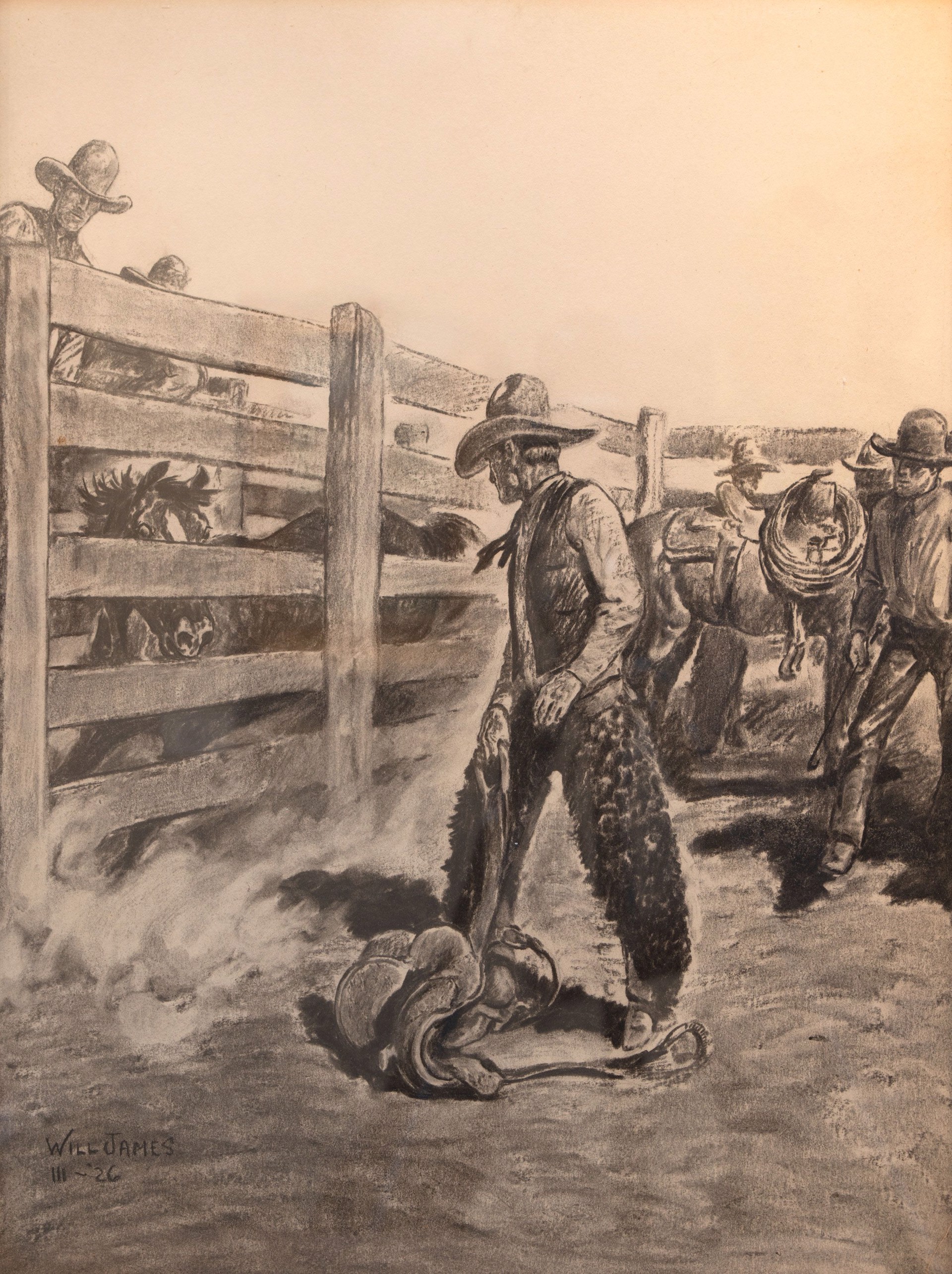 Cowboy in Corrall by Will James