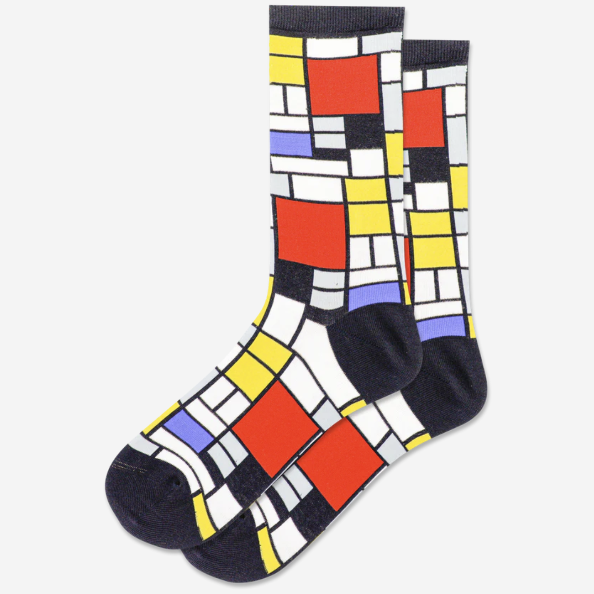HOTSOX - Composition with Red, Yellow, Black Crew Sock by Chauvet Arts