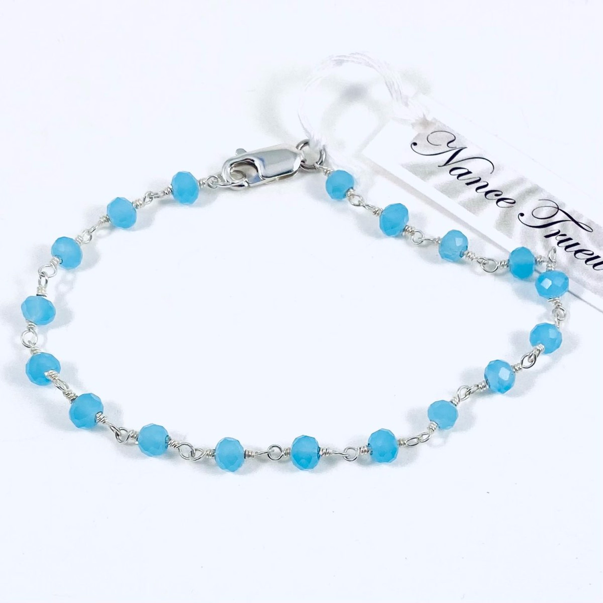 NT21-2 Light Blue Jade Chain Bracelet by Nance Trueworthy