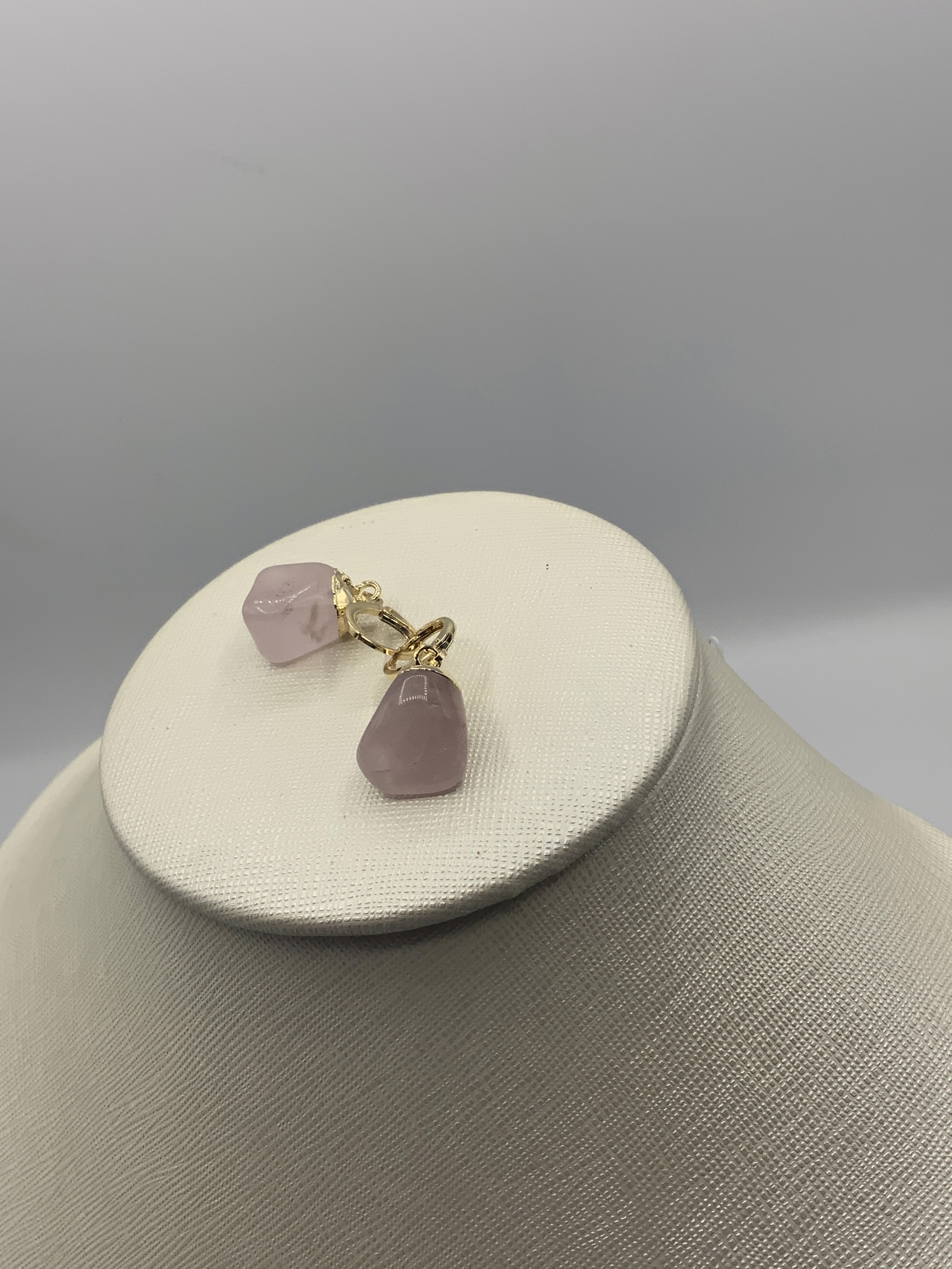 Single Drop Polished on small hoop-Rose Quartz by M&Co.