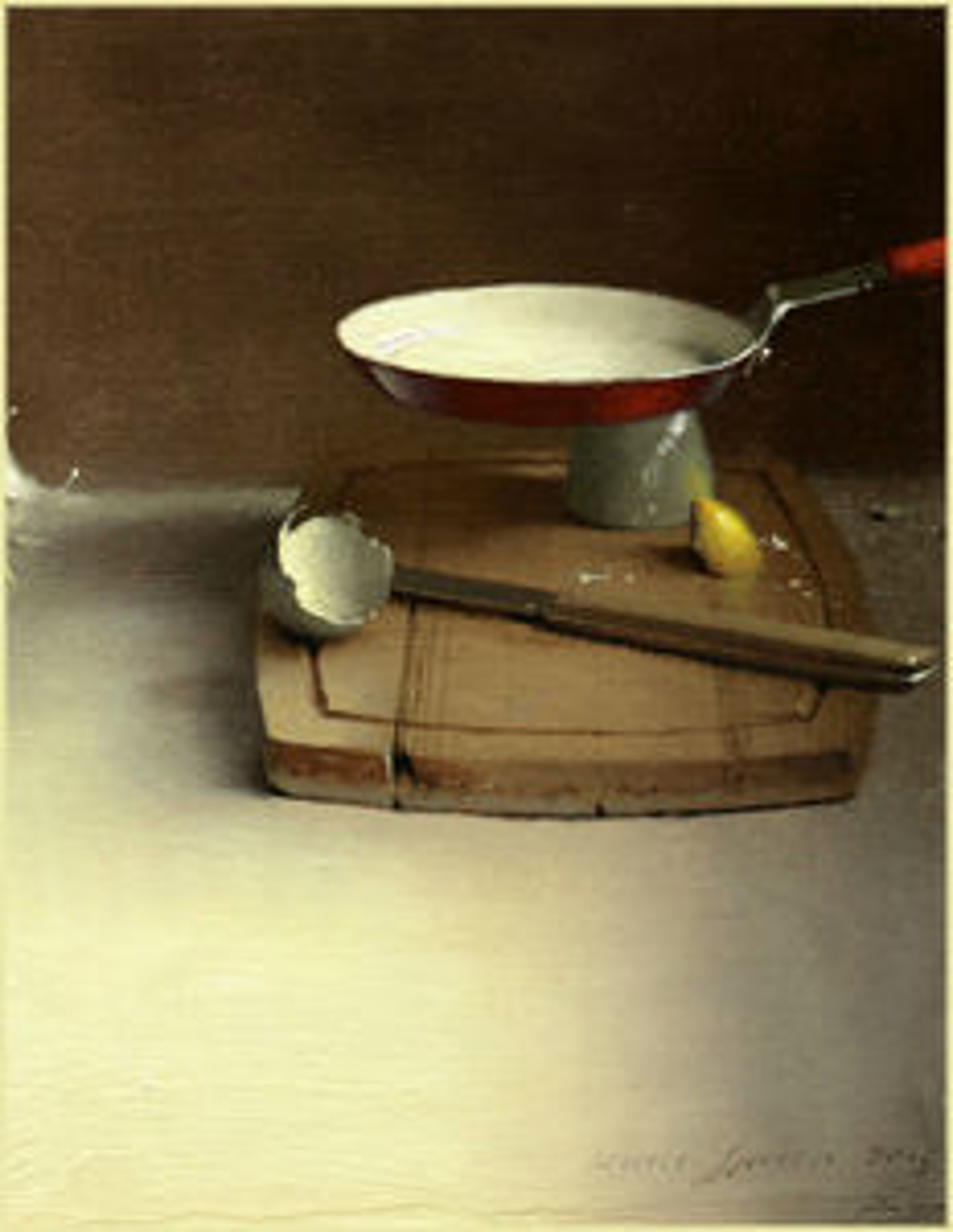 Red Pan and Cutting Board by Daniel Sprick