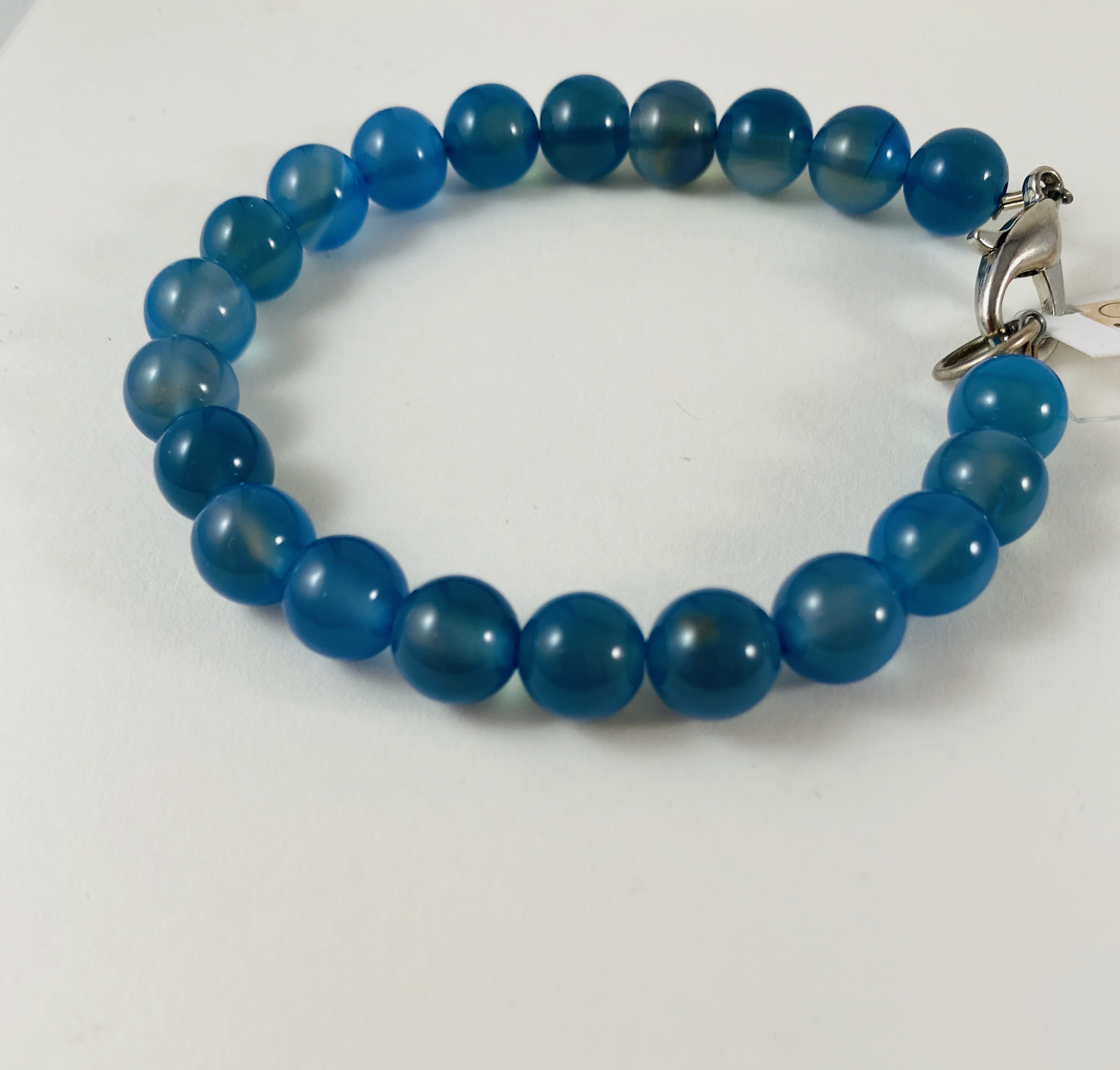NT20-G1 Blue Agate Bead Bracelet by Nance Trueworthy