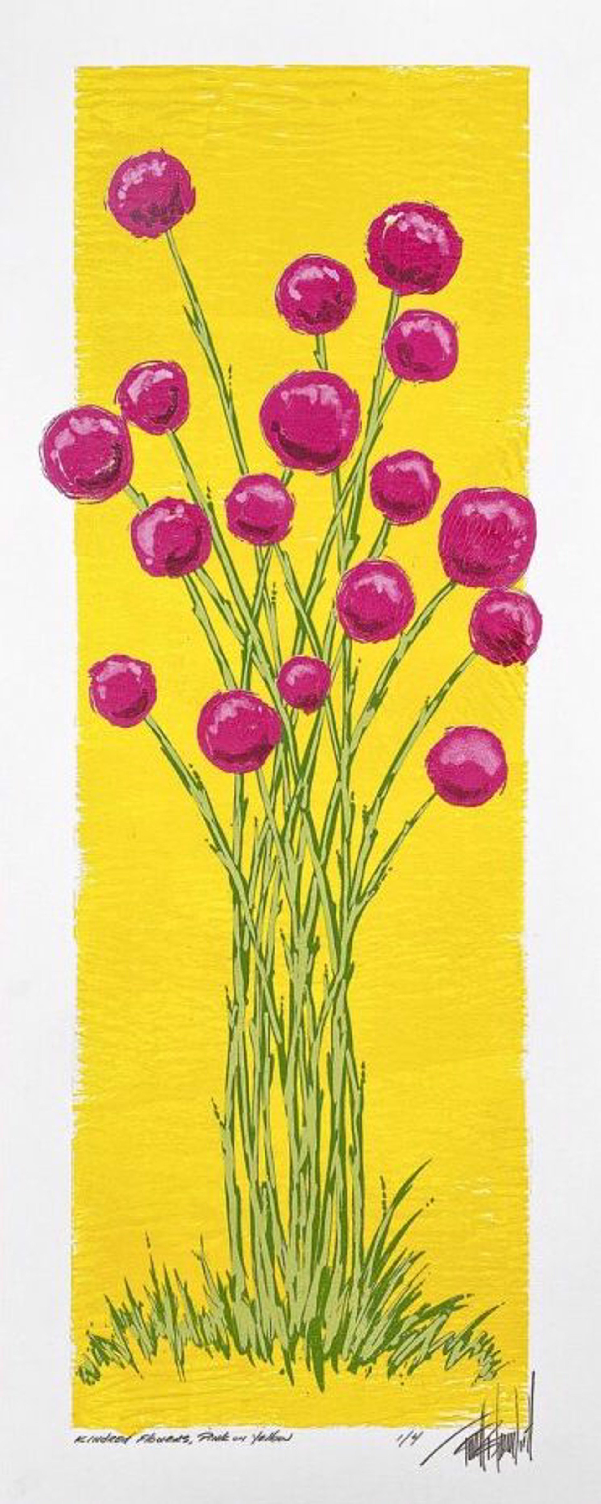 Kindred Flowers, Pink on Yellow by Terrell Thornhill