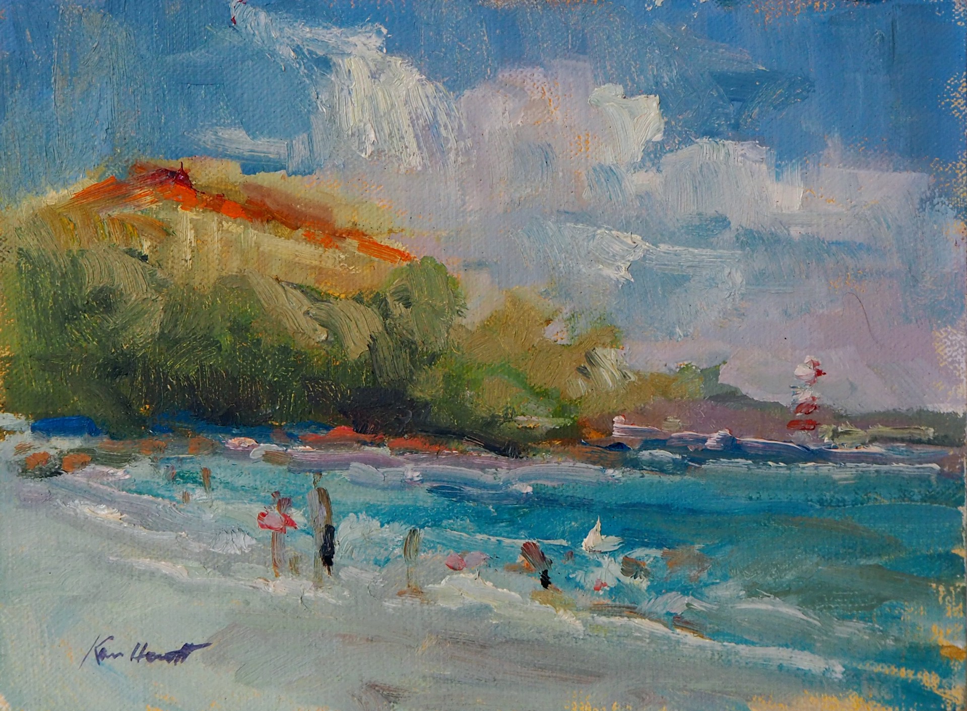 "Barbados Beach" original oil painting by Karen Hewitt Hagan