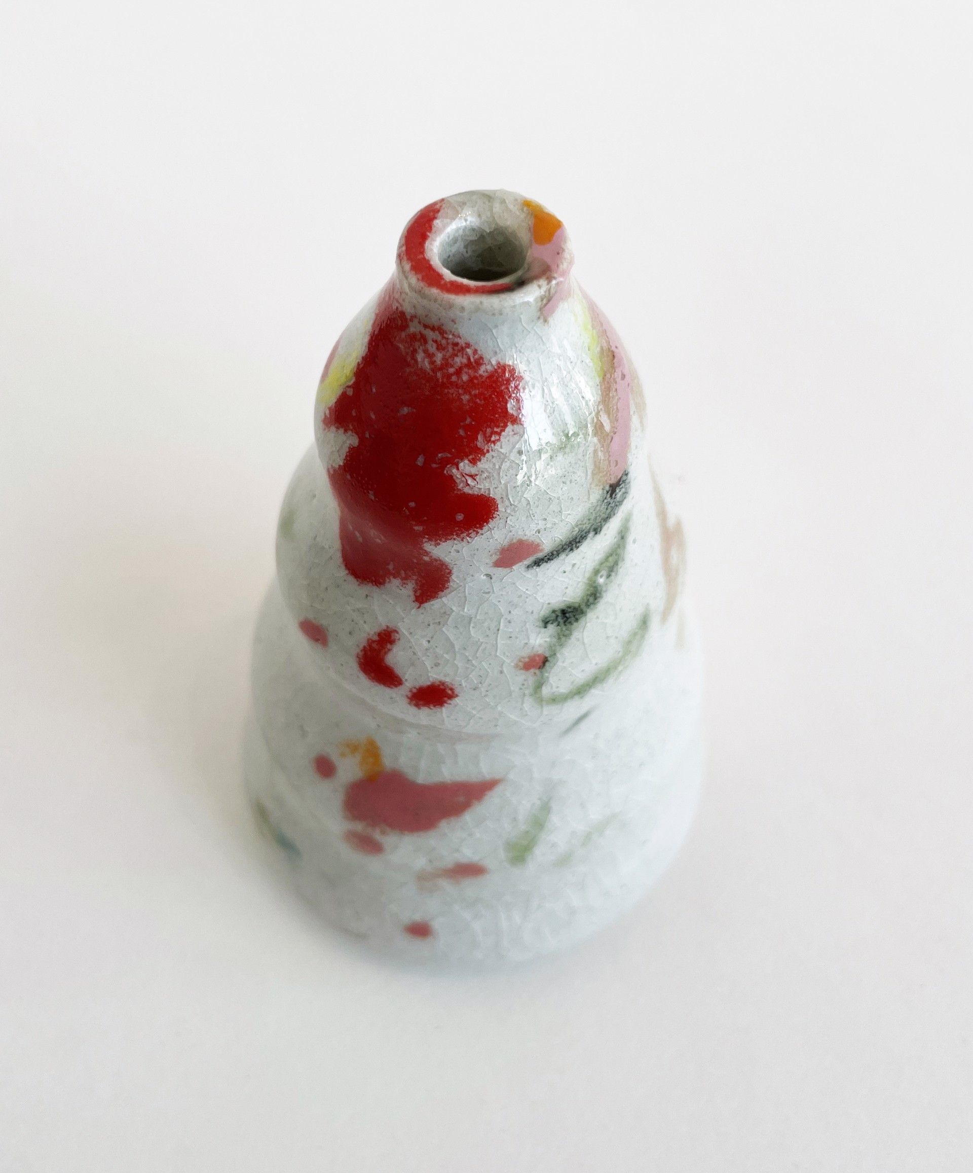 Red and White Crackle Weed Pot by Bean Finneran