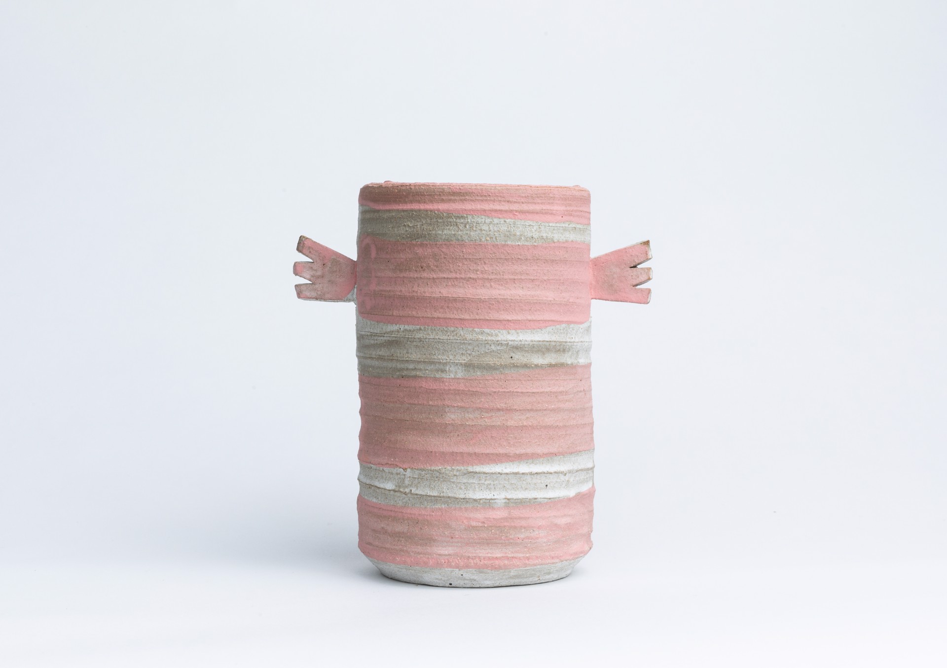 Pink Striped Flight Vase by Glory Day Loflin Ceramics