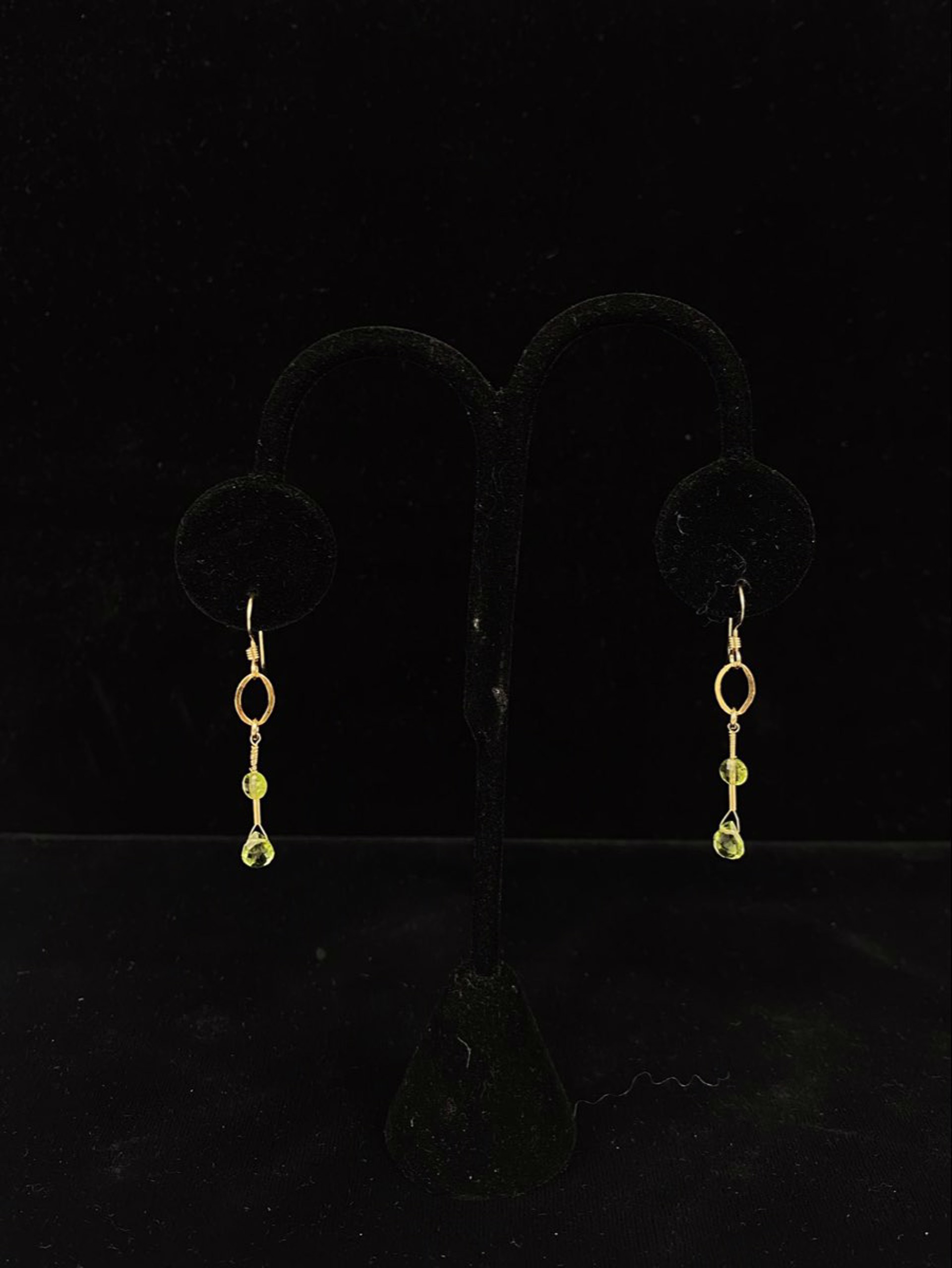 Pear Briolette Peridot and 14K GF Earrings by Lisa Kelley