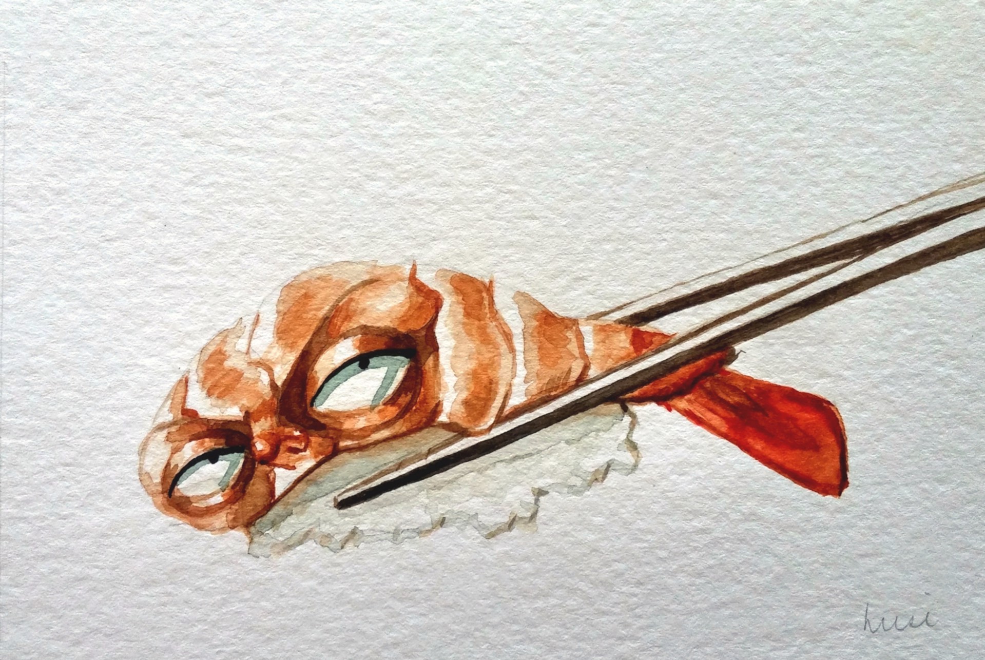 Sushi of Fury (Shrimp) {Giclee on Deckled Paper} G.O. by Liese Chavez