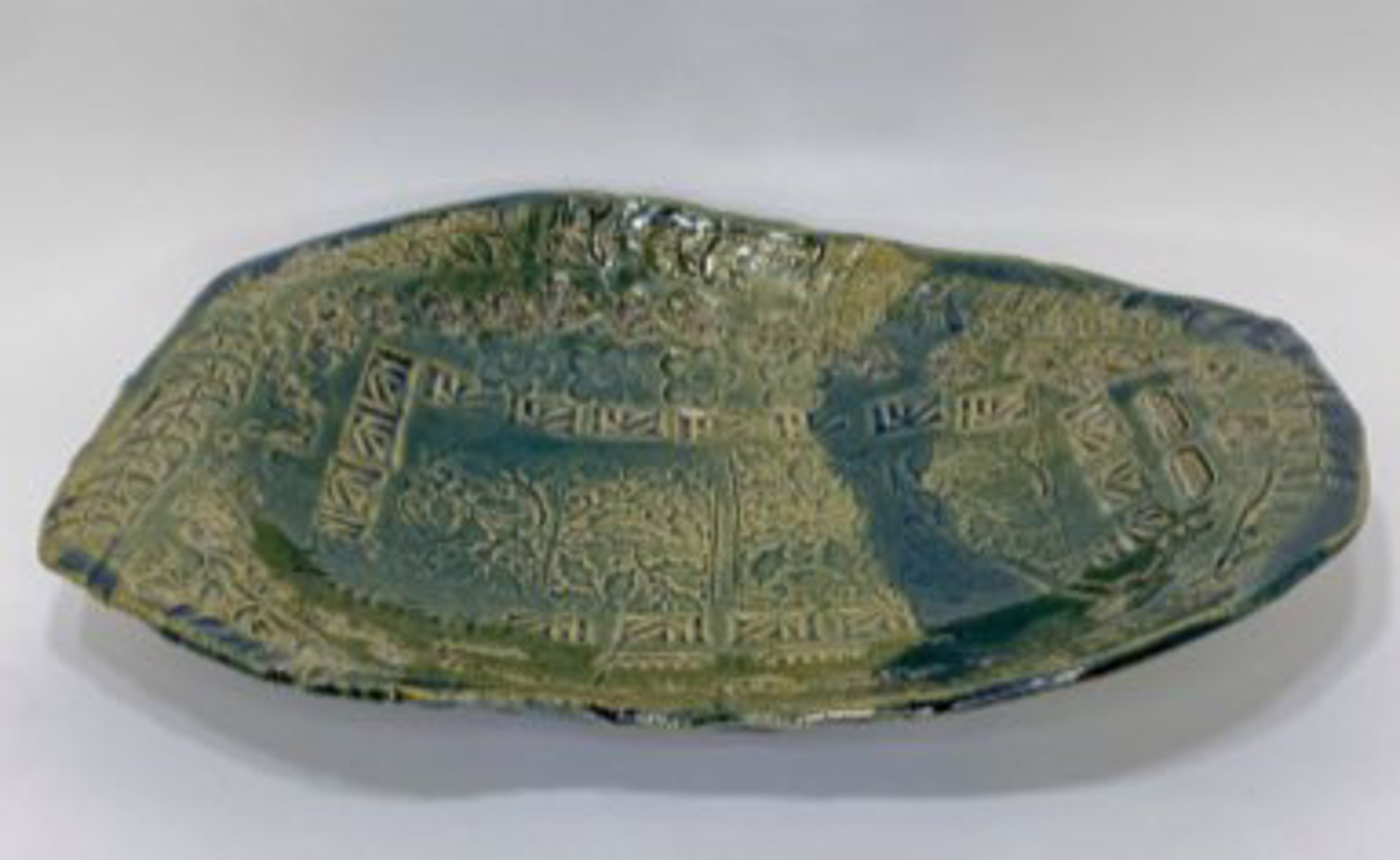 "Large Bowl with Green Floral Stamps" by Tyler by One Step Beyond Group