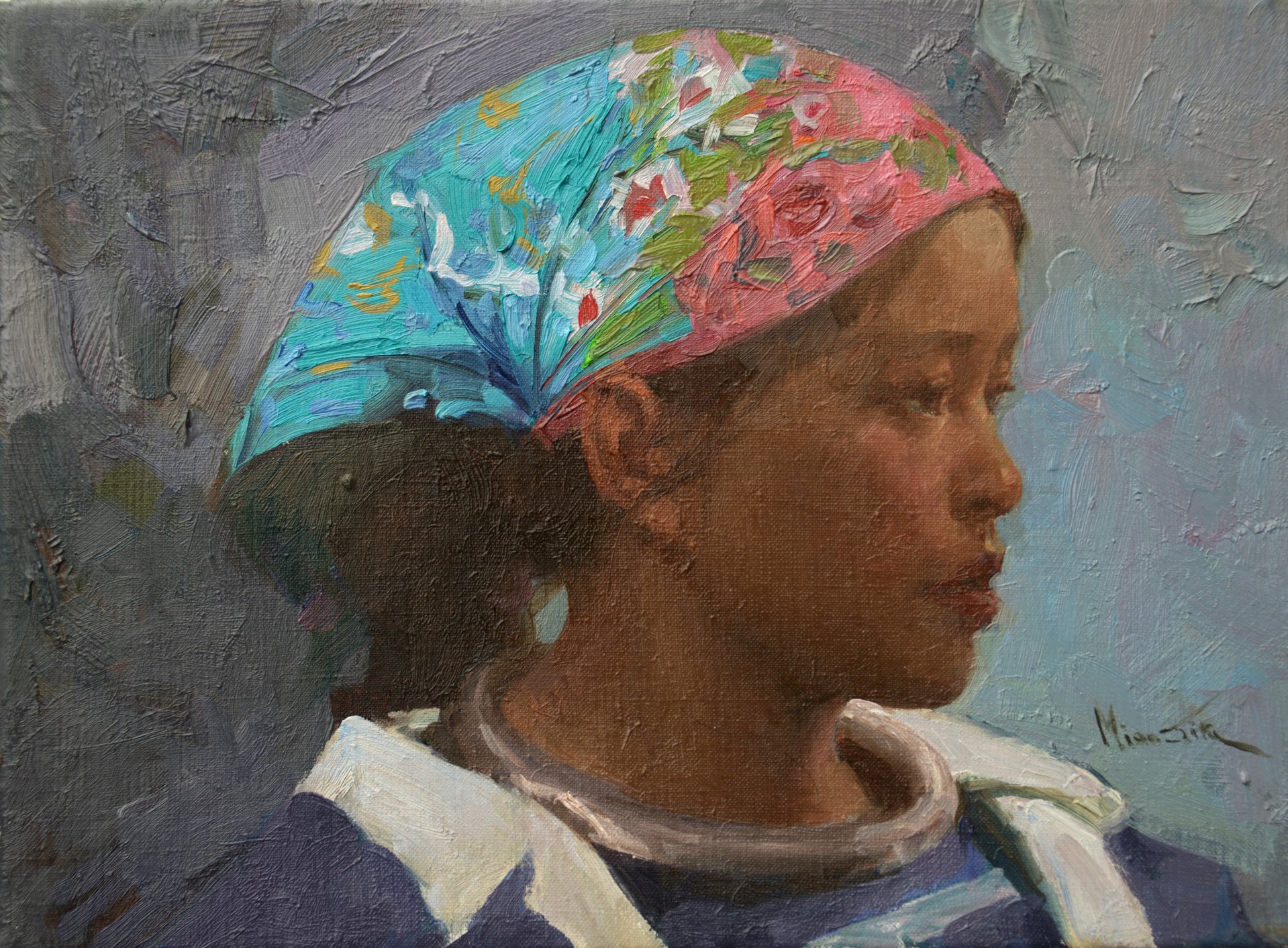Girl with the Blue Scarf by Mian Situ