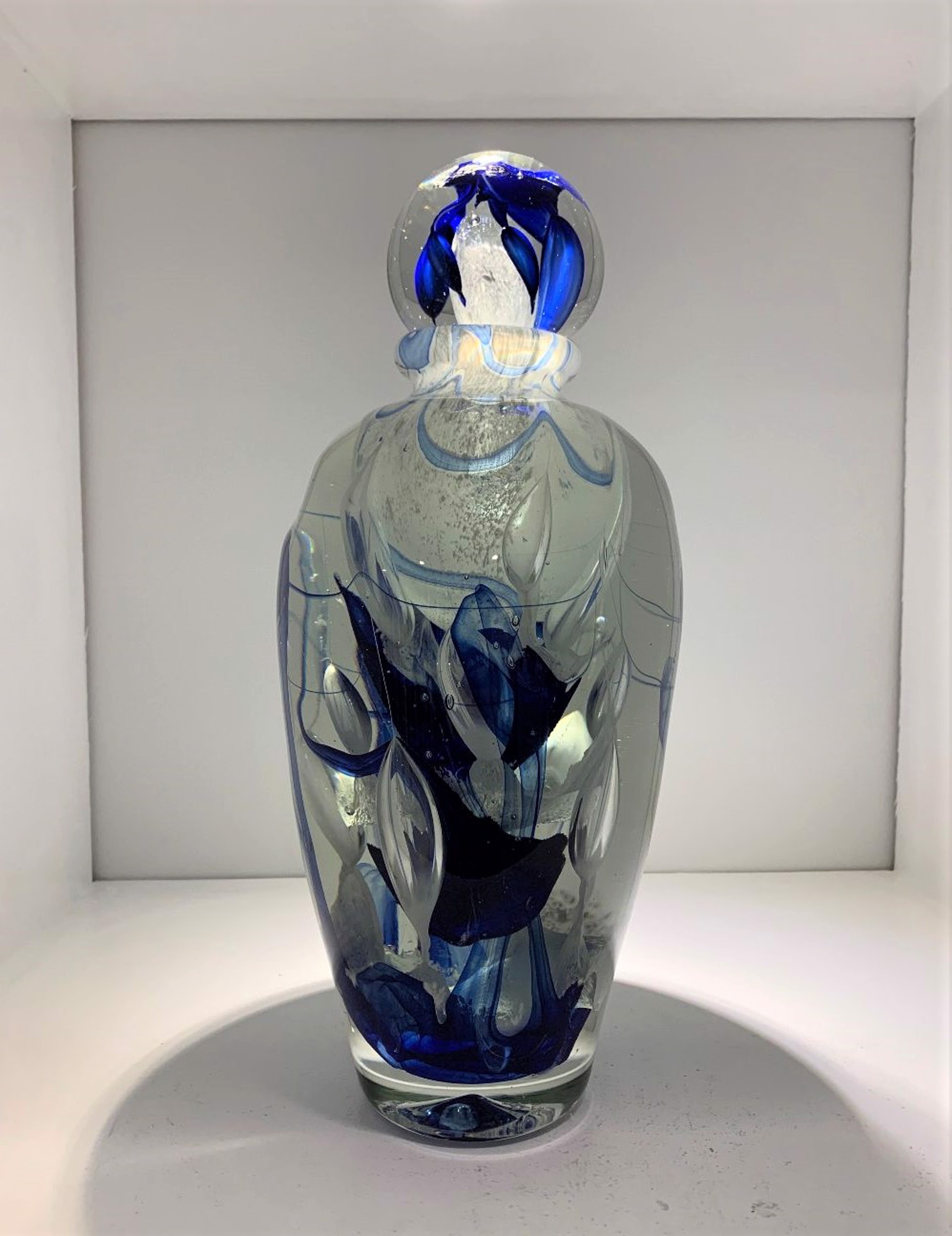 Blue and White Bottle Tall by Jean Cluade Novaro
