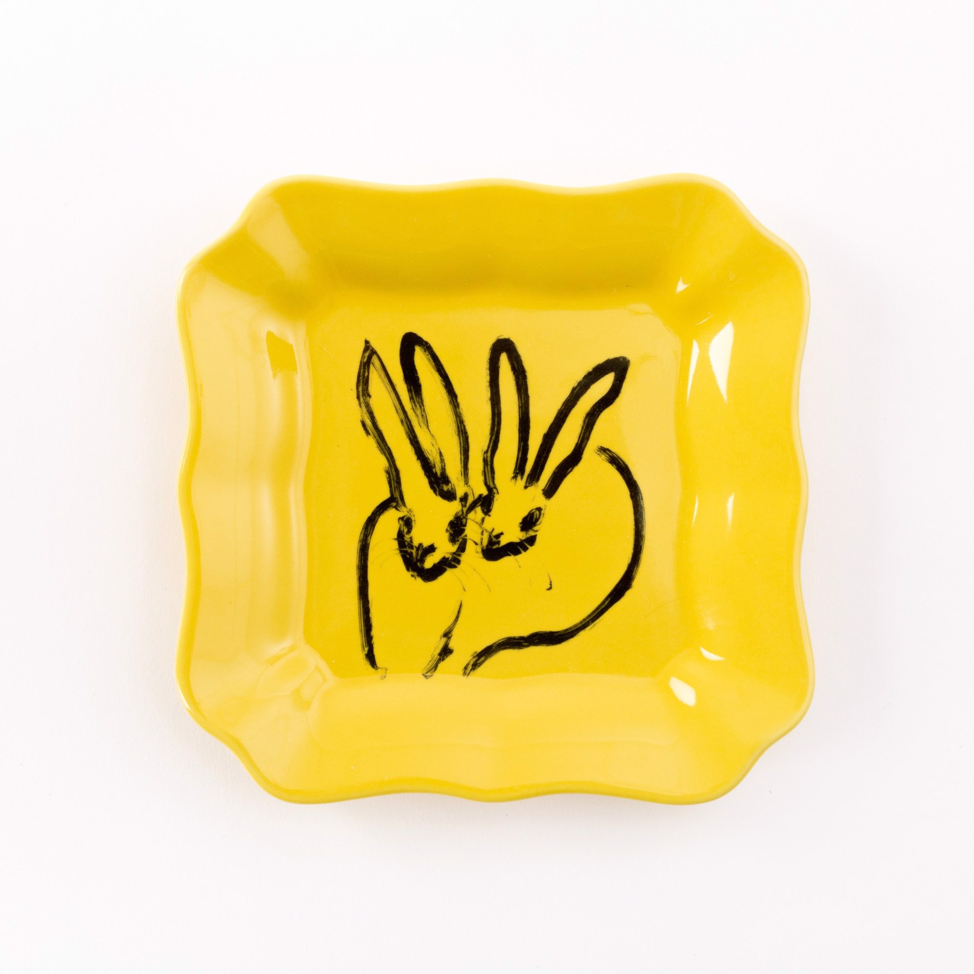 Small Portrait Plate (Yellow) by Hunt Slonem (Hop Up Shop)