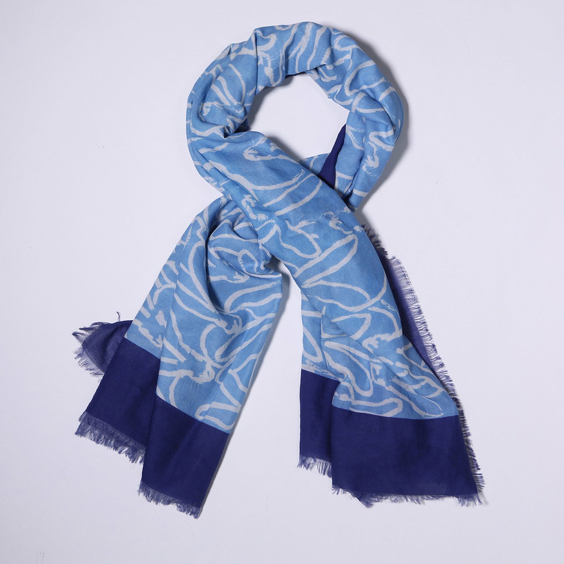 Blue with White Bunny Scarf by Hunt Slonem