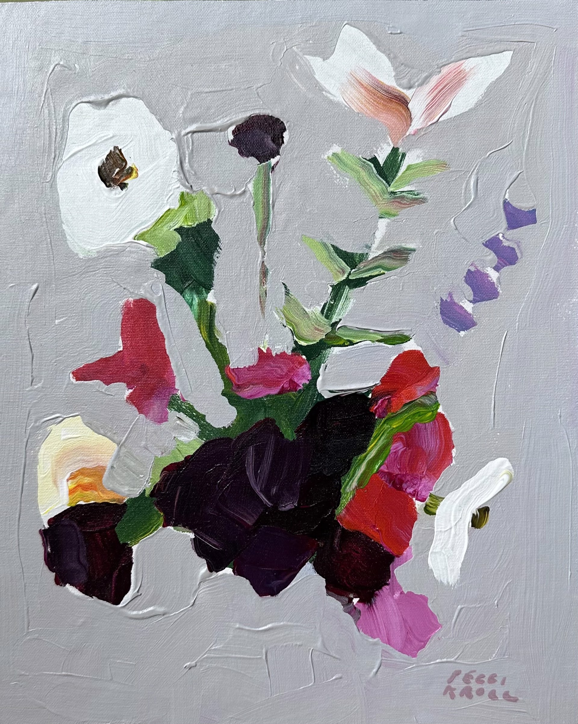 Floral on Grey by Peggi Kroll-Roberts