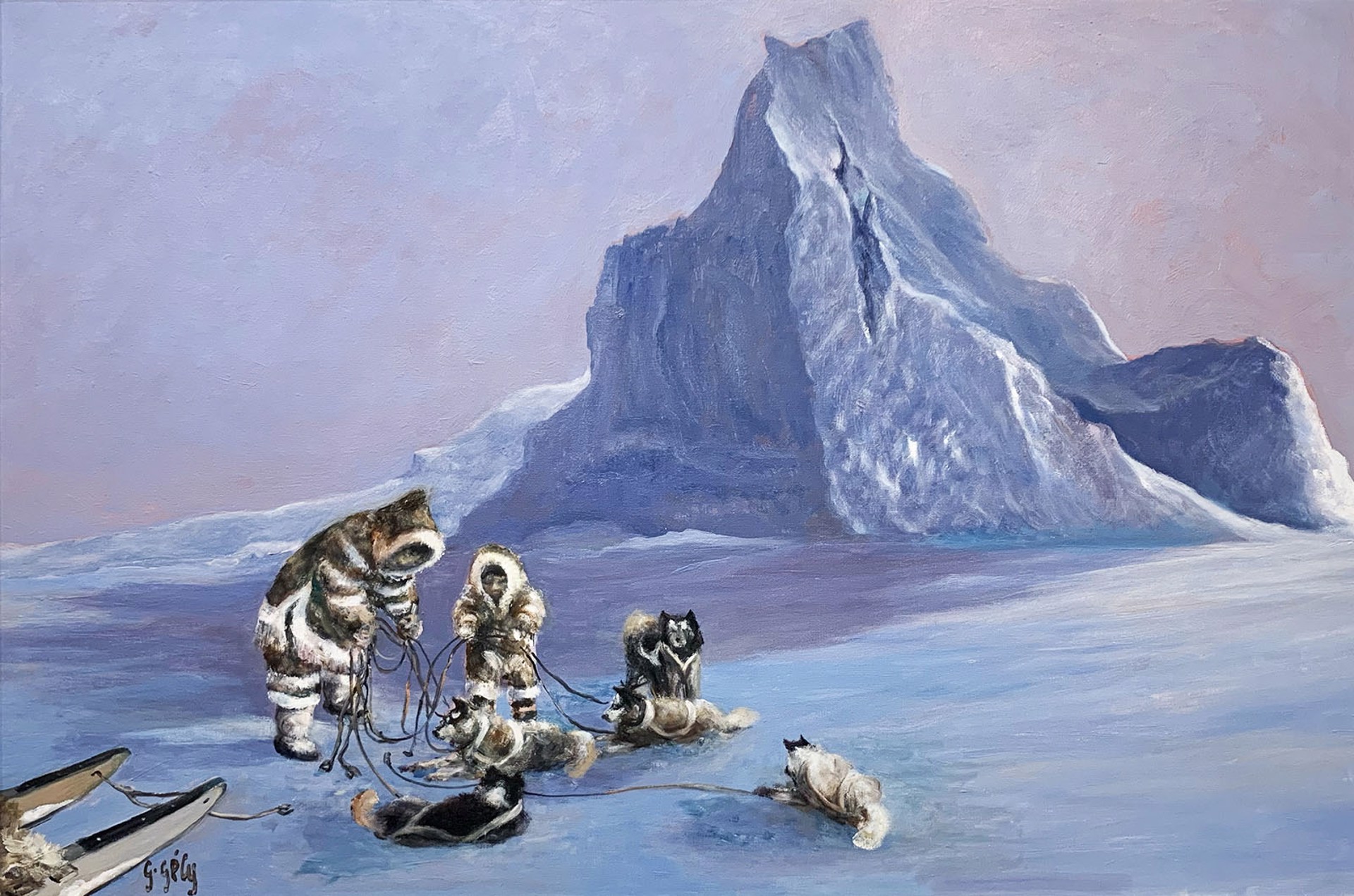 Iceberg with Ikalujuak & Son by Gabriel Gely (1924-2020)