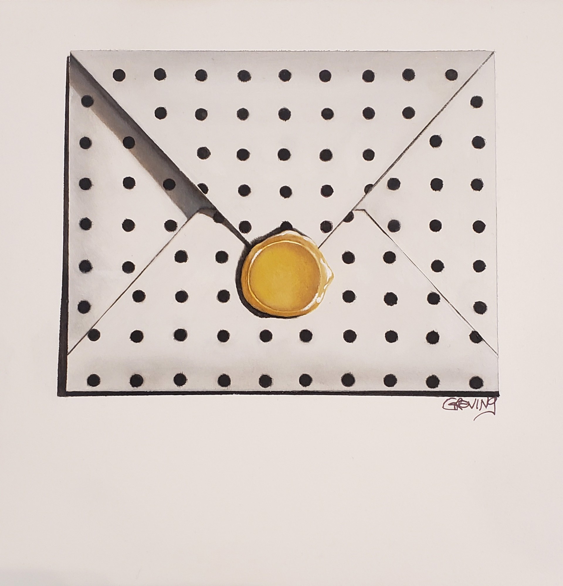 White Envelope with Black Dots by Barbara Greving