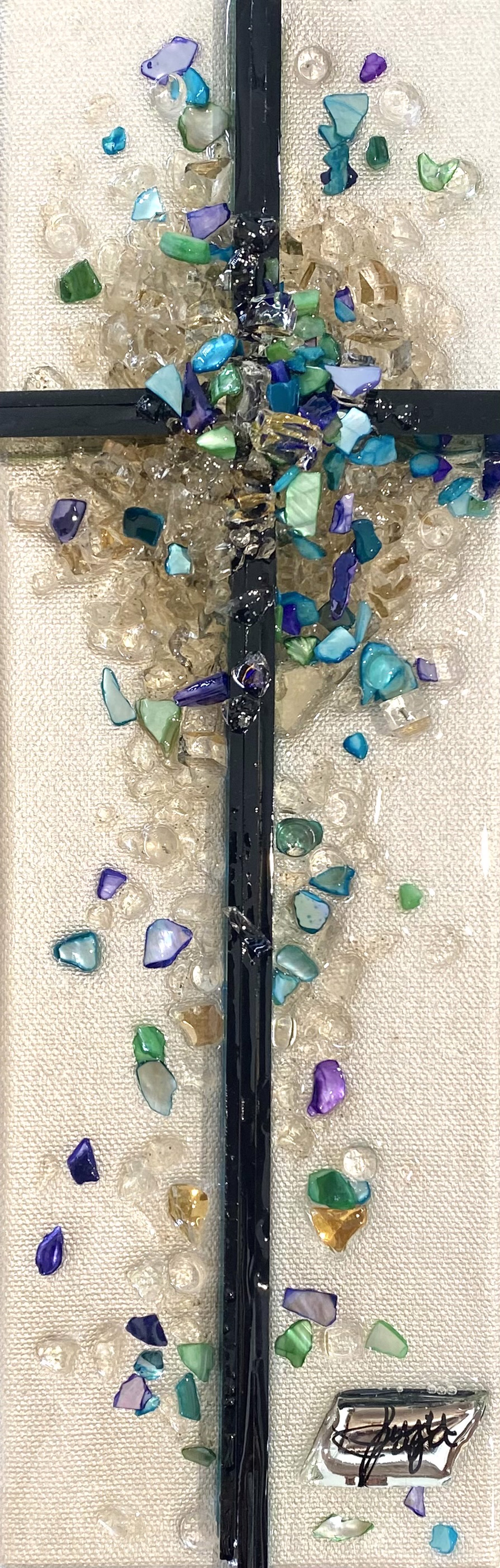 Iridescent Purple Cross by Good Juju Glass Art